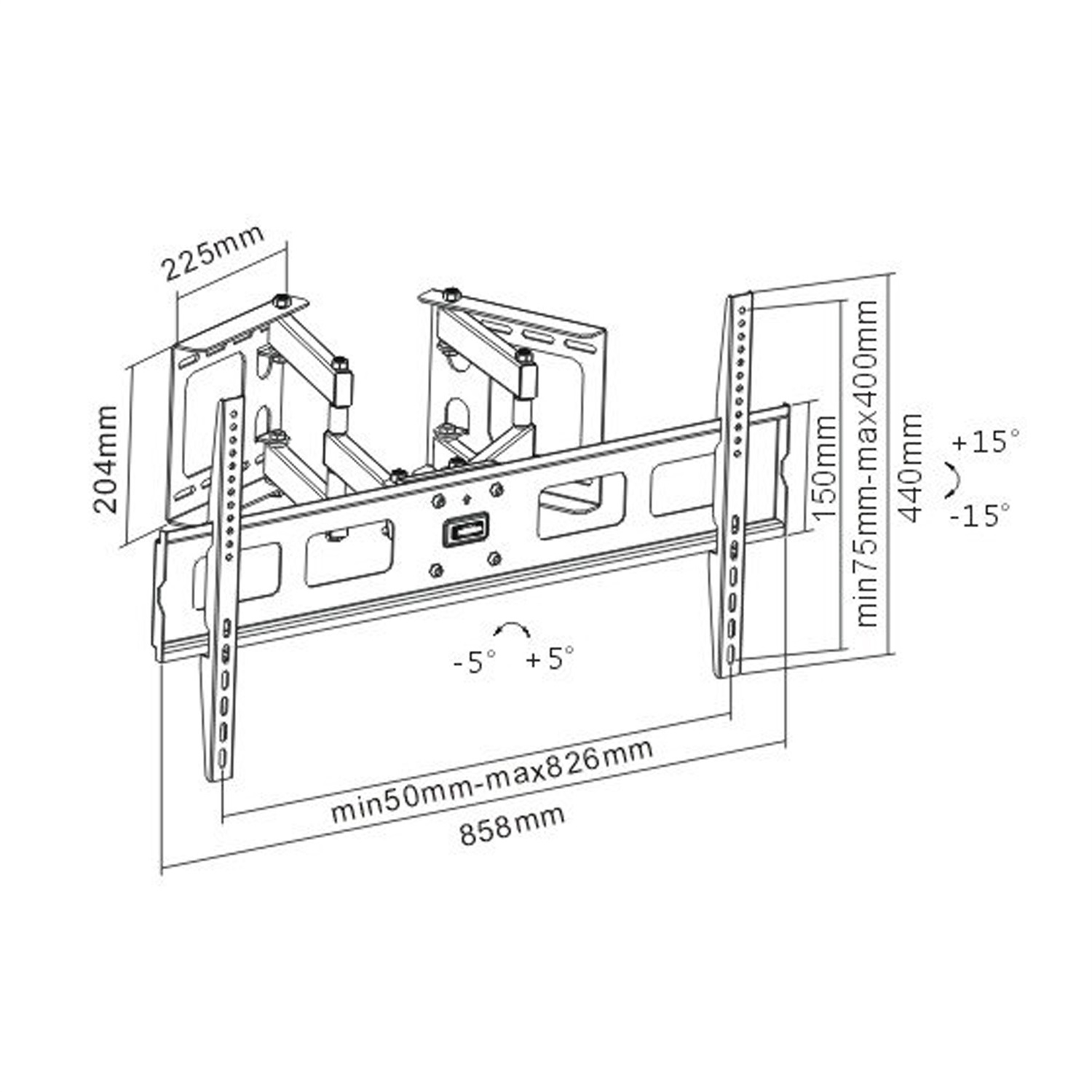 InLine® Supporto TV Angolare per Parete, Compatibile con TV 37-63