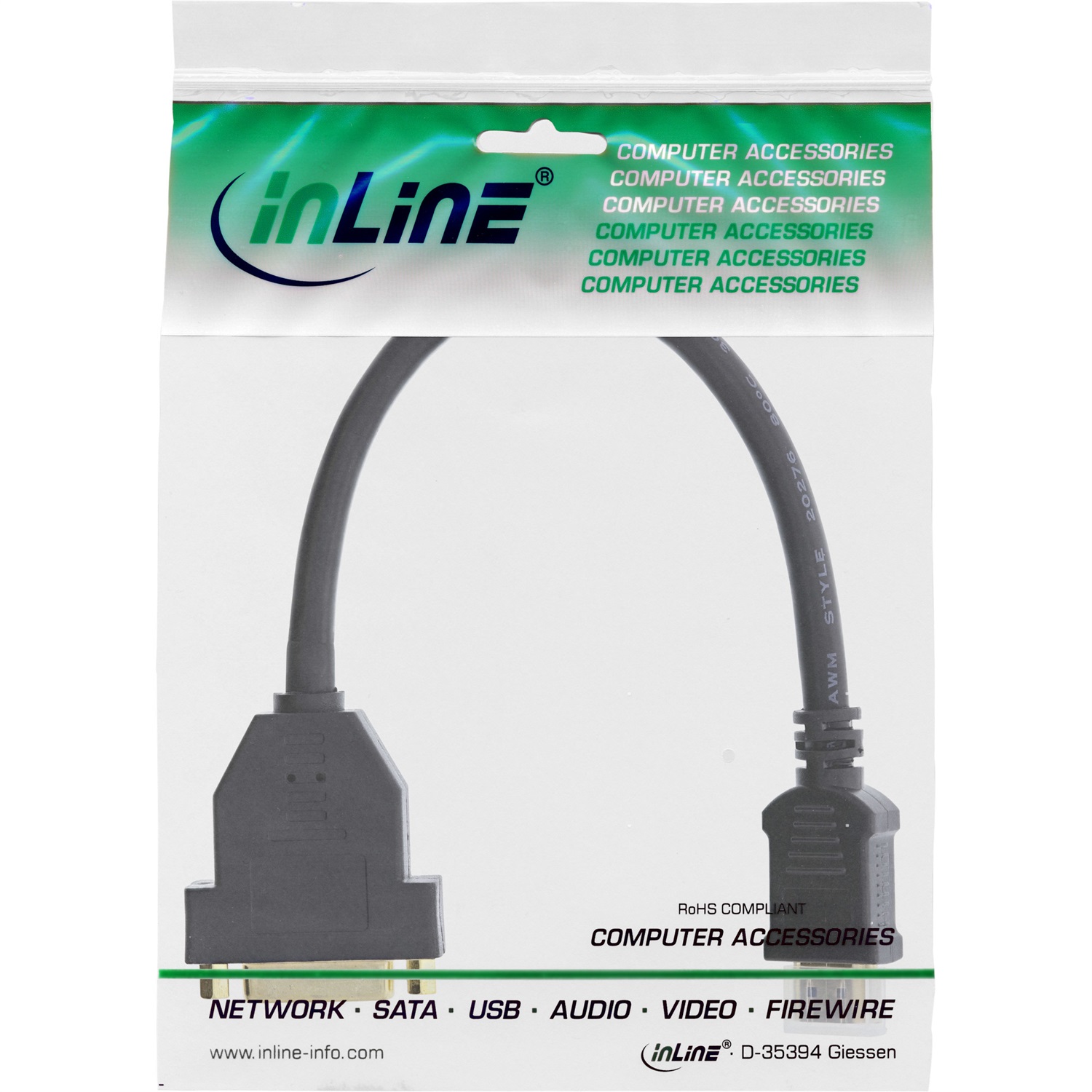 InLine Cavo Adattatore HDMI Maschio a DVI 24 5 Femmina, 0,2 m, Nero