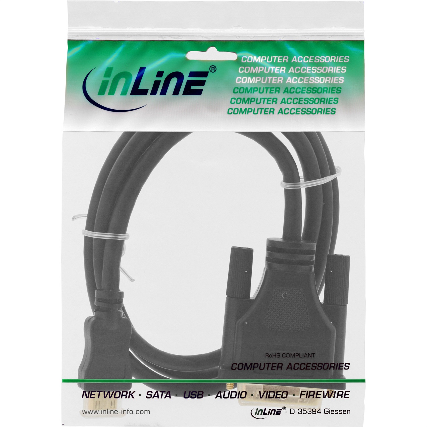 InLine Cavo HDMI Mini C Maschio a DVI 18 1 Maschio, 0.5m, Contatti Dorati