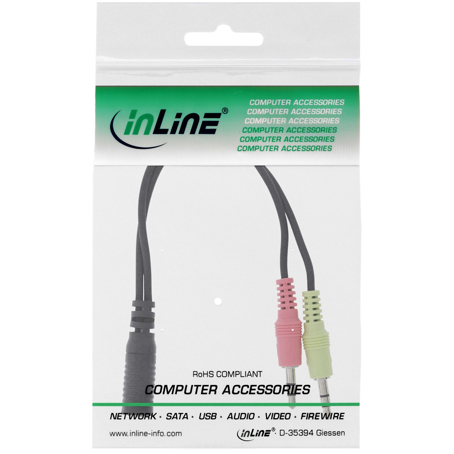 InLine Cavo Audio Y 2x Jack 3,5mm Maschio a Jack 3,5mm Femmina 0,15m 4pin CTIA Nero