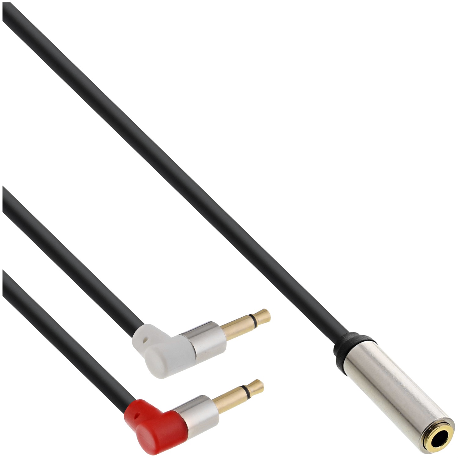 InLine Cavo Audio Y per cuffia Aereo, Adattatore 2x Jack 3,5mm Maschio a 1x Jack 3,5mm Femmina Stereo, 2m Slim
