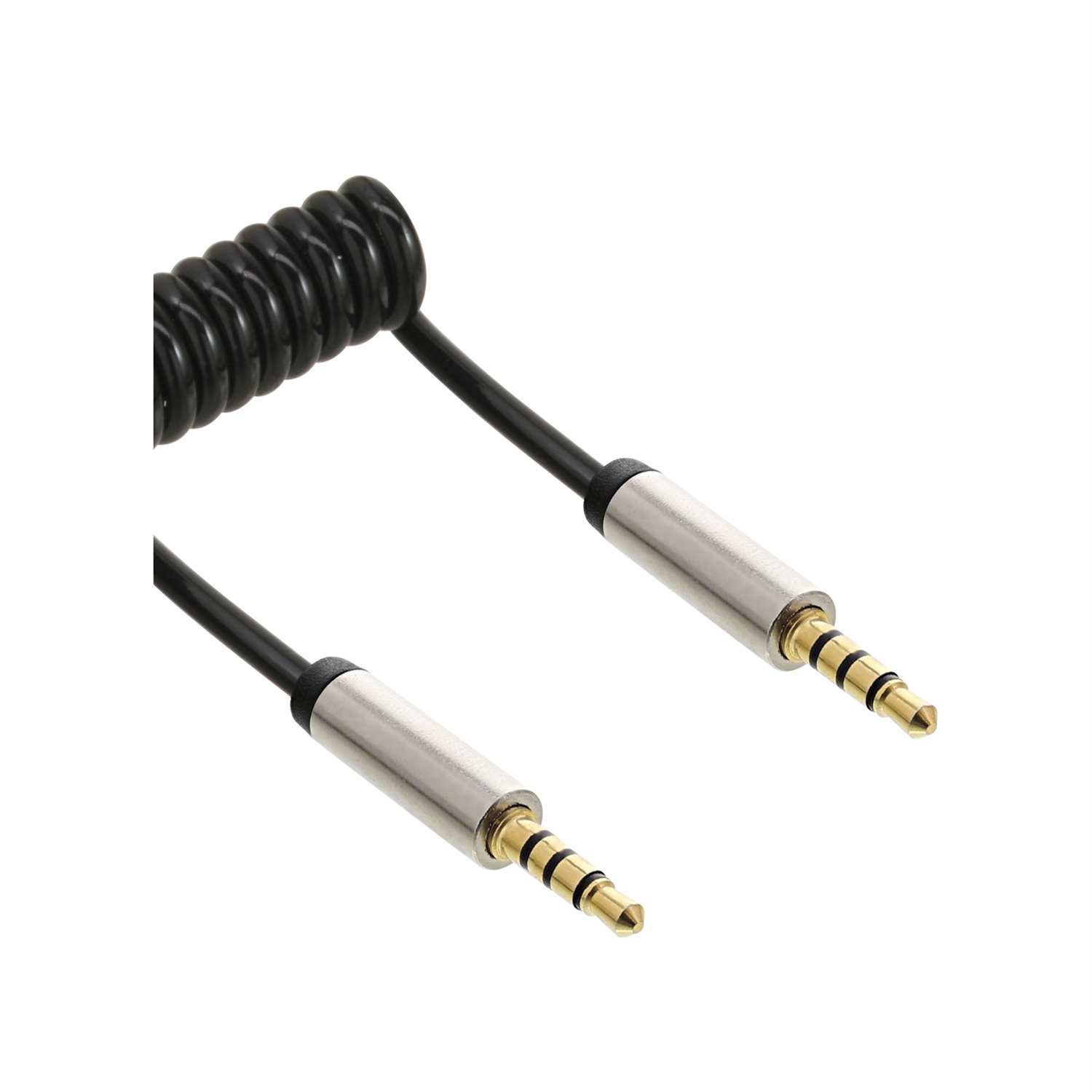InLine 22502 Cavo Audio Spiralato Nero 3,5mm M-M Stereo 2m