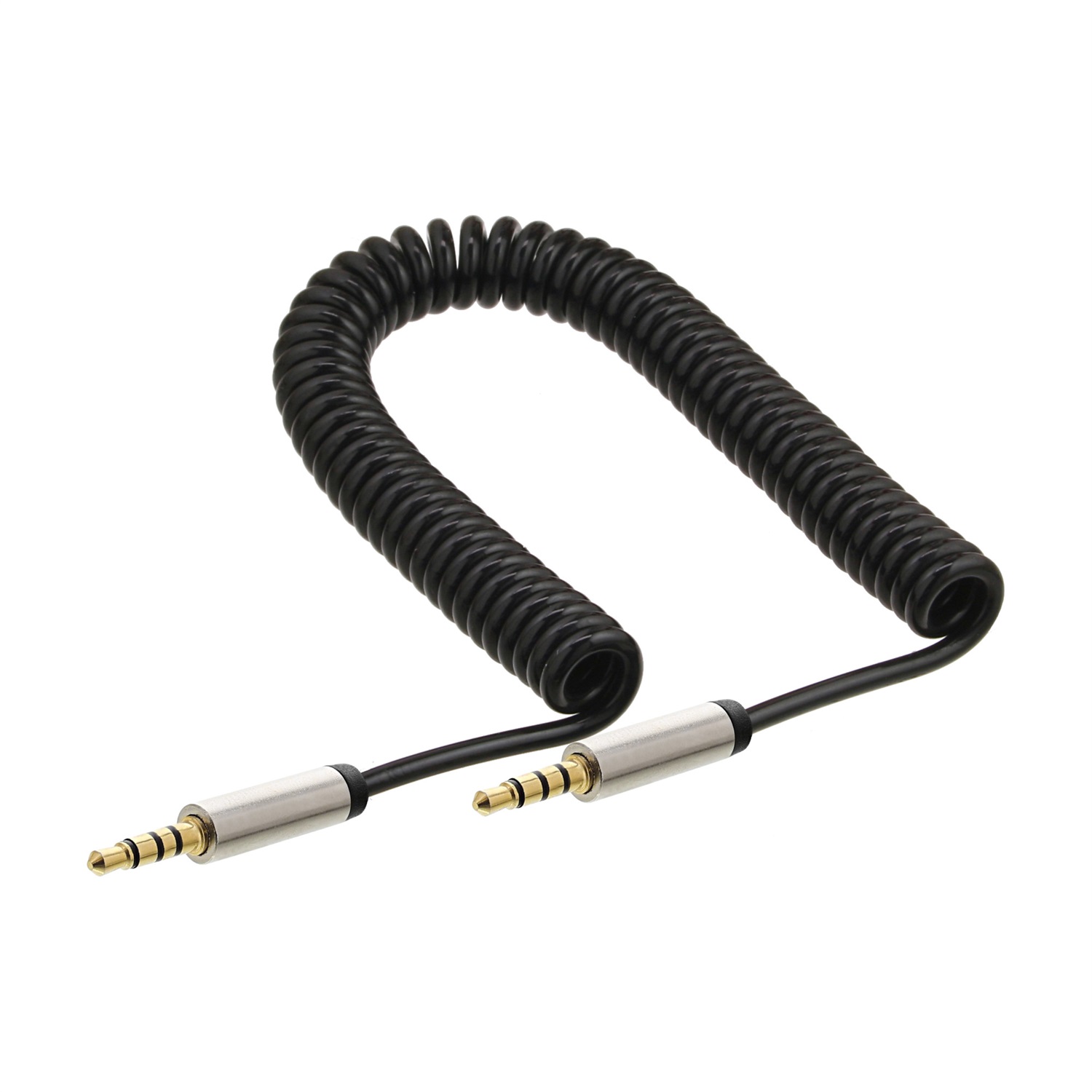 InLine 22502 Cavo Audio Spiralato Nero 3,5mm M-M Stereo 2m