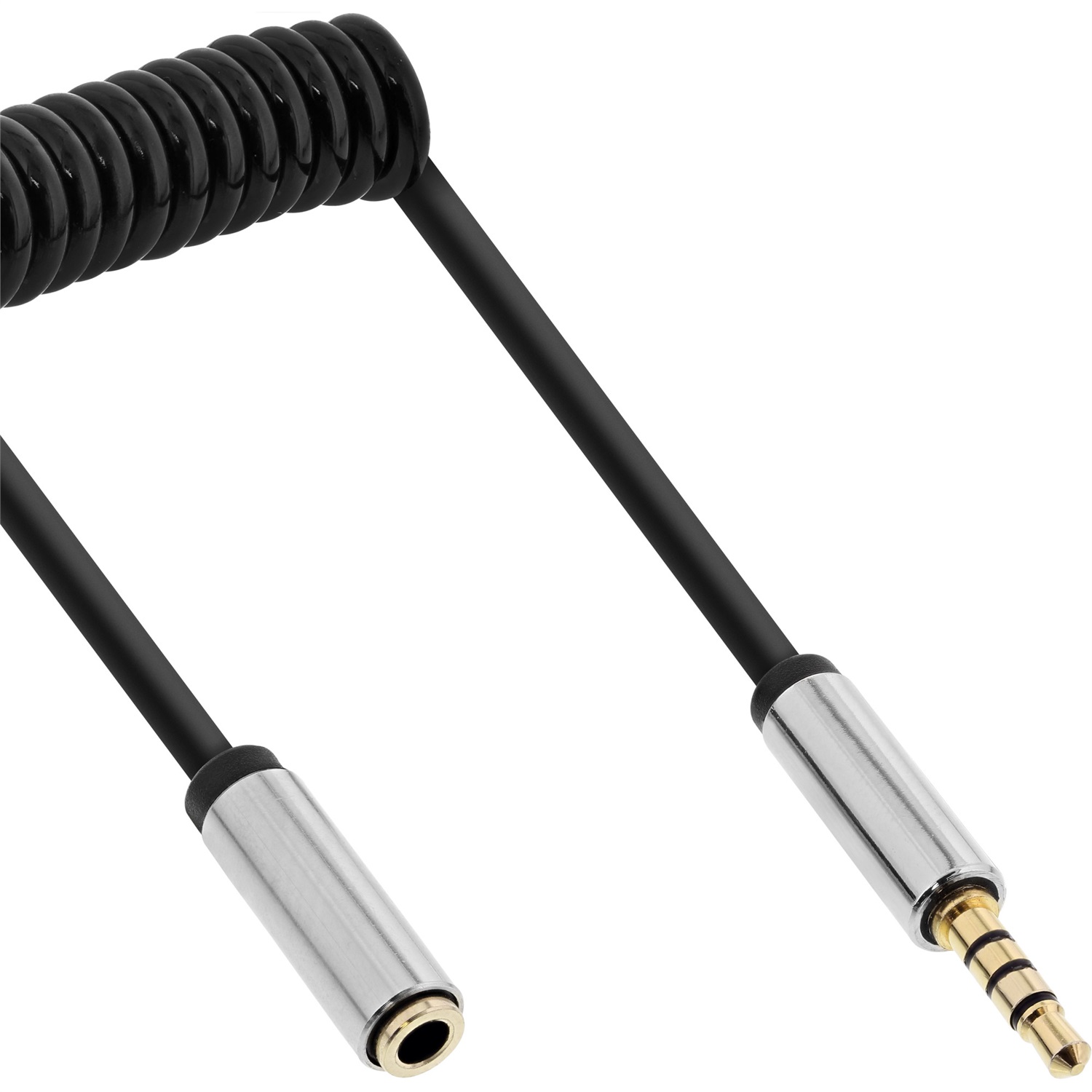 InLine Cavo Audio a Spirale 3,5 mm Slim - 1 m, Stereo, 4 Pin con Supporto Microfono