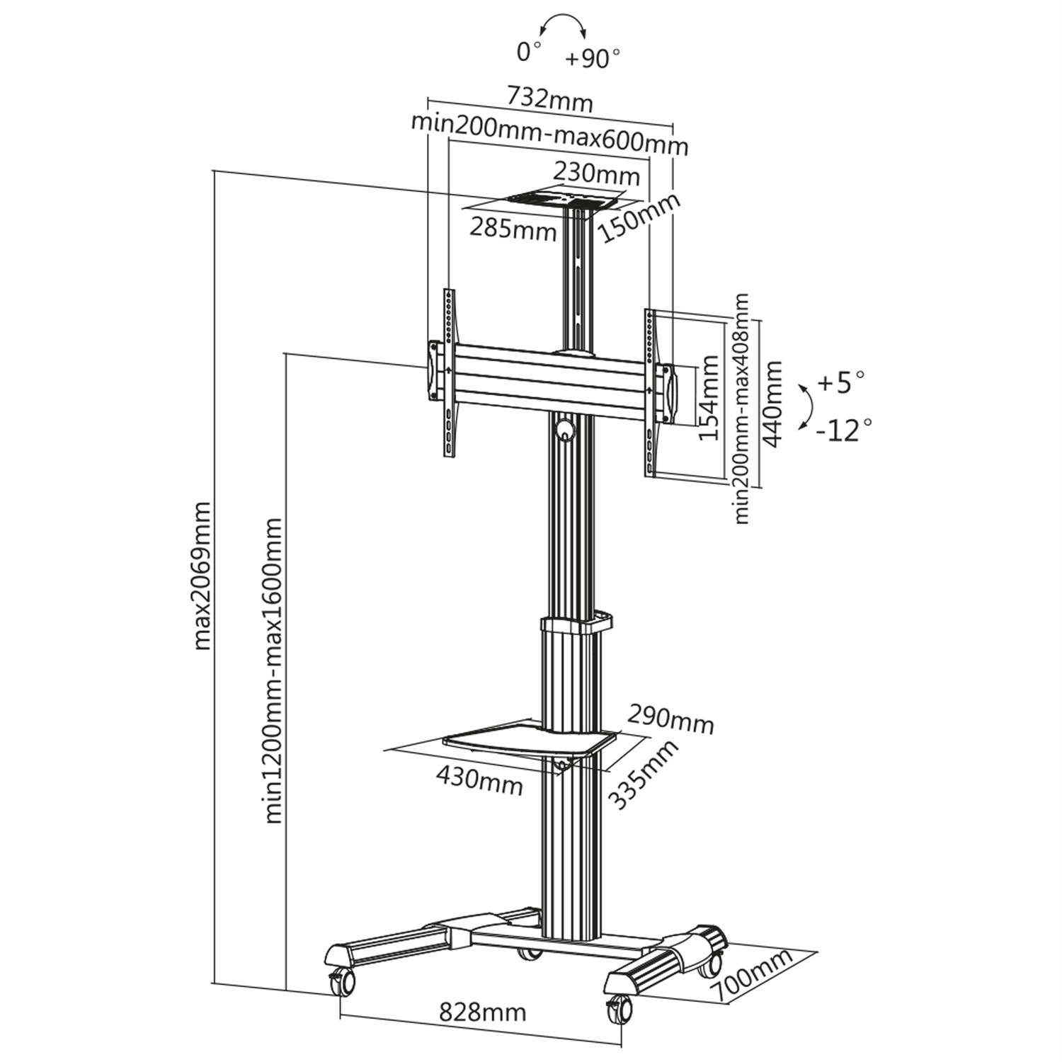InLine Carrello per TV 37-70