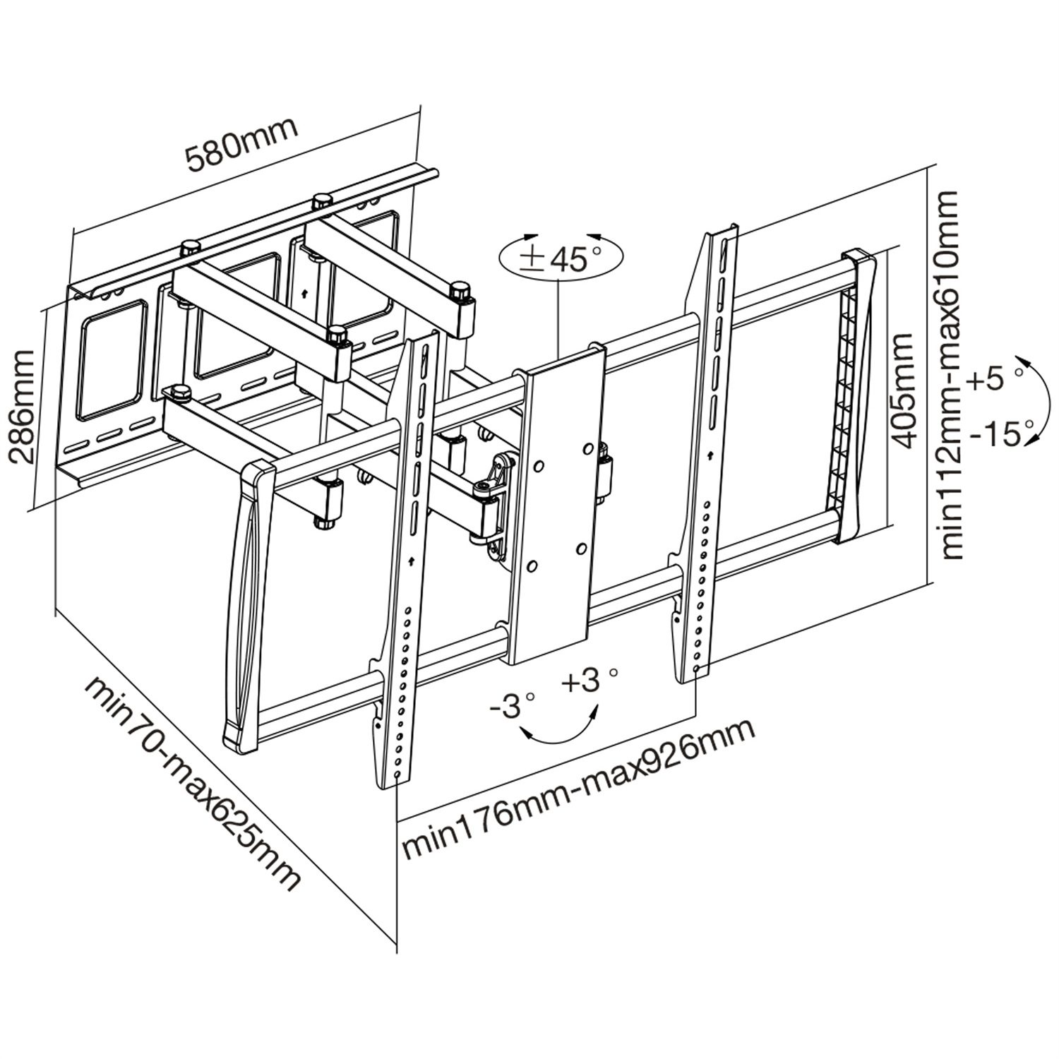 InLine Supporto parete, per TFT/LCD/LED/Plasma 152-254cm (60-100