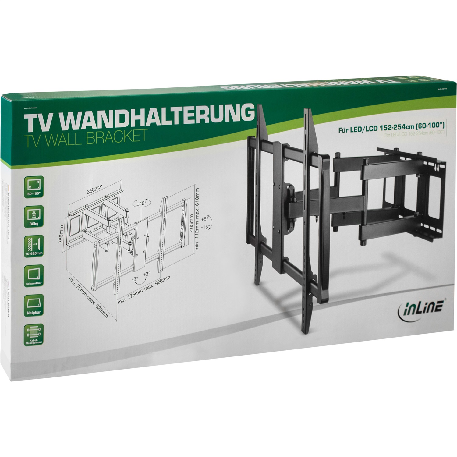 InLine Supporto parete, per TFT/LCD/LED/Plasma 152-254cm (60-100