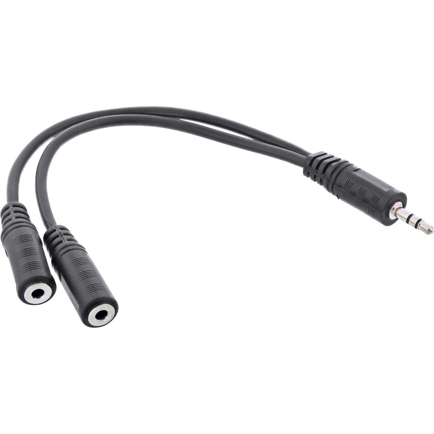 InLine 24080 Cavo Audio Sdoppiatore Y, Jack 3,5mm maschio a 2x Jack 3,5mm femmina, 2m, Nero