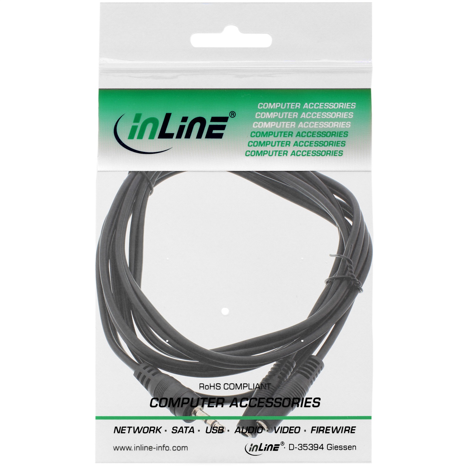 InLine 24080 Cavo Audio Sdoppiatore Y, Jack 3,5mm maschio a 2x Jack 3,5mm femmina, 2m, Nero