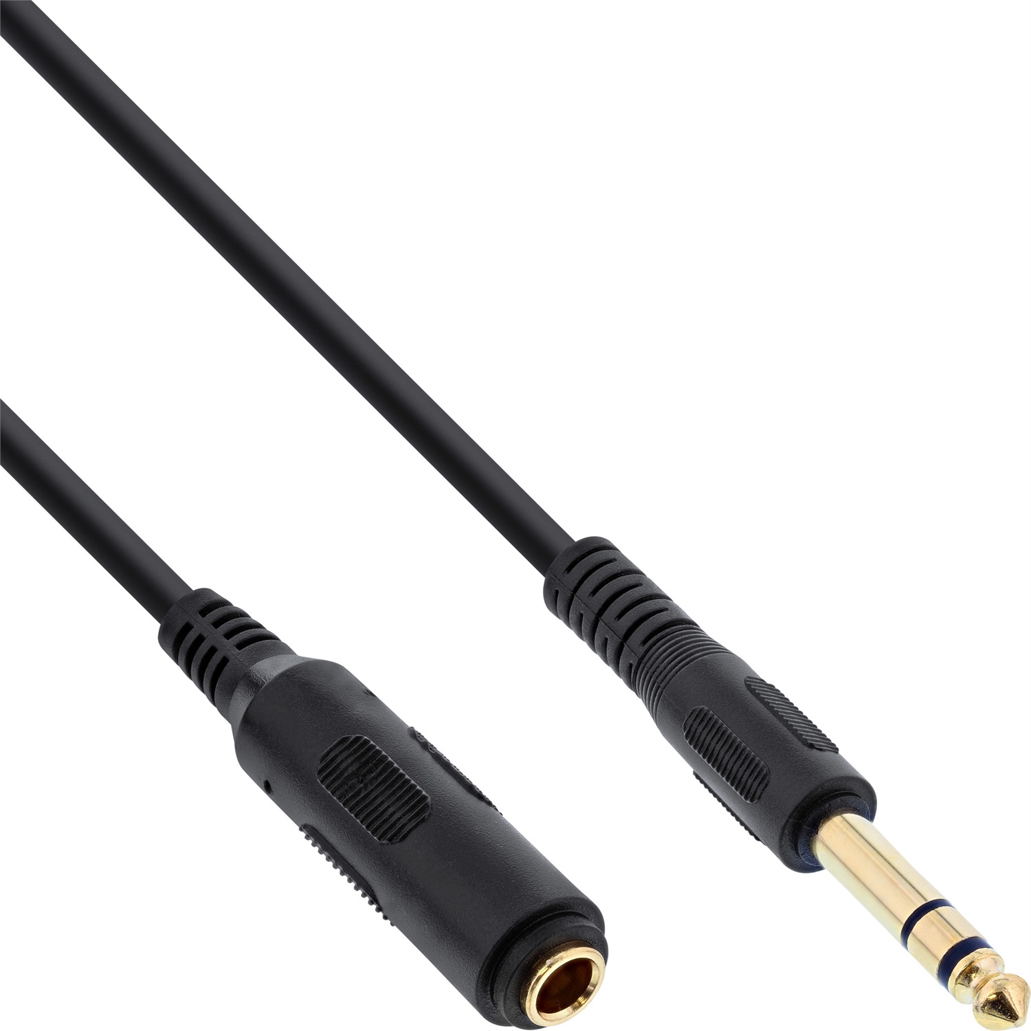 InLine Cavo Audio Jack 6,3mm Maschio/Femmina Stereo con Contatti Dorati - 2m, Nero