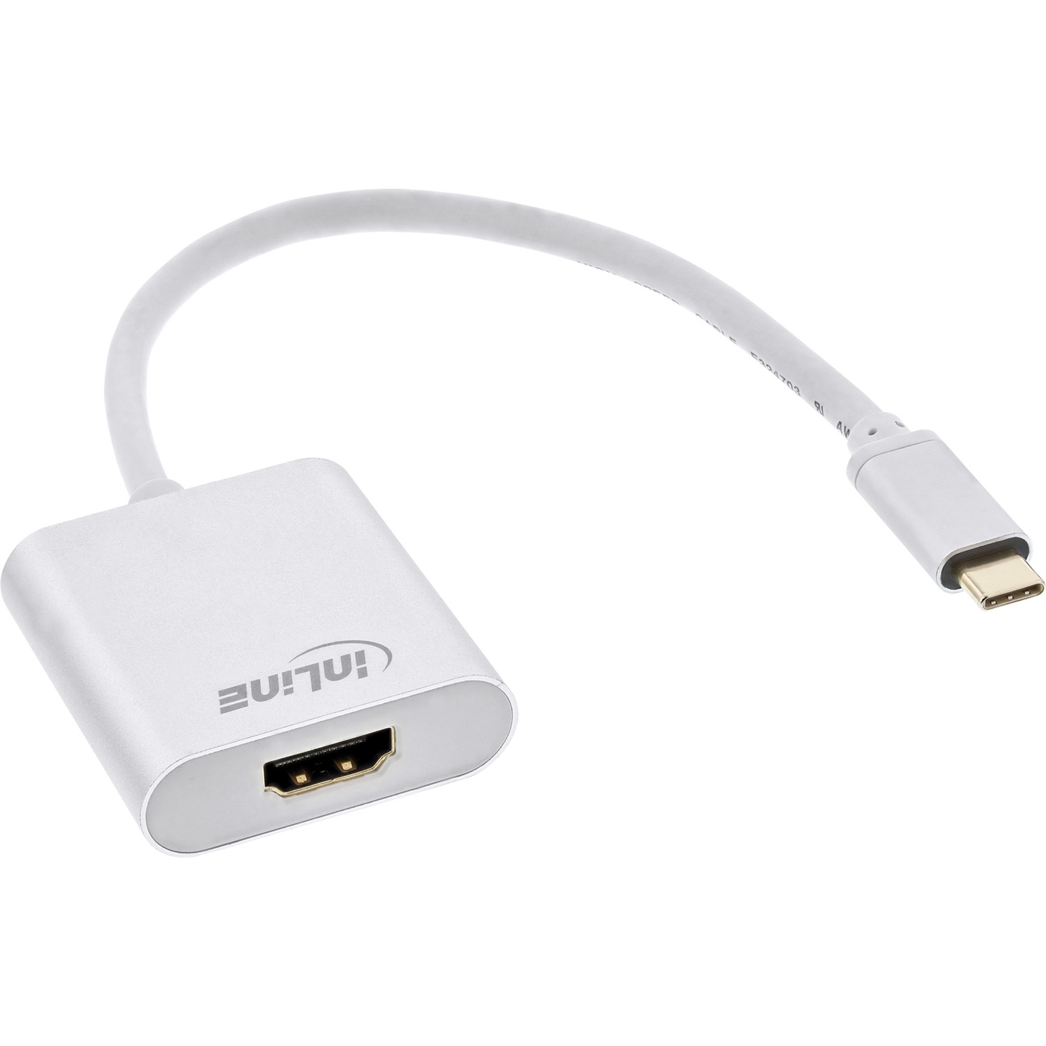 InLine® Convertitore USB tipo C a HDMI 4K/60Hz, Argento, 0.2m