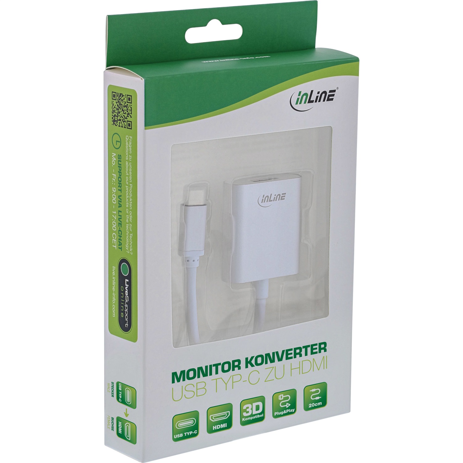 InLine® Convertitore USB tipo C a HDMI 4K/60Hz, Argento, 0.2m