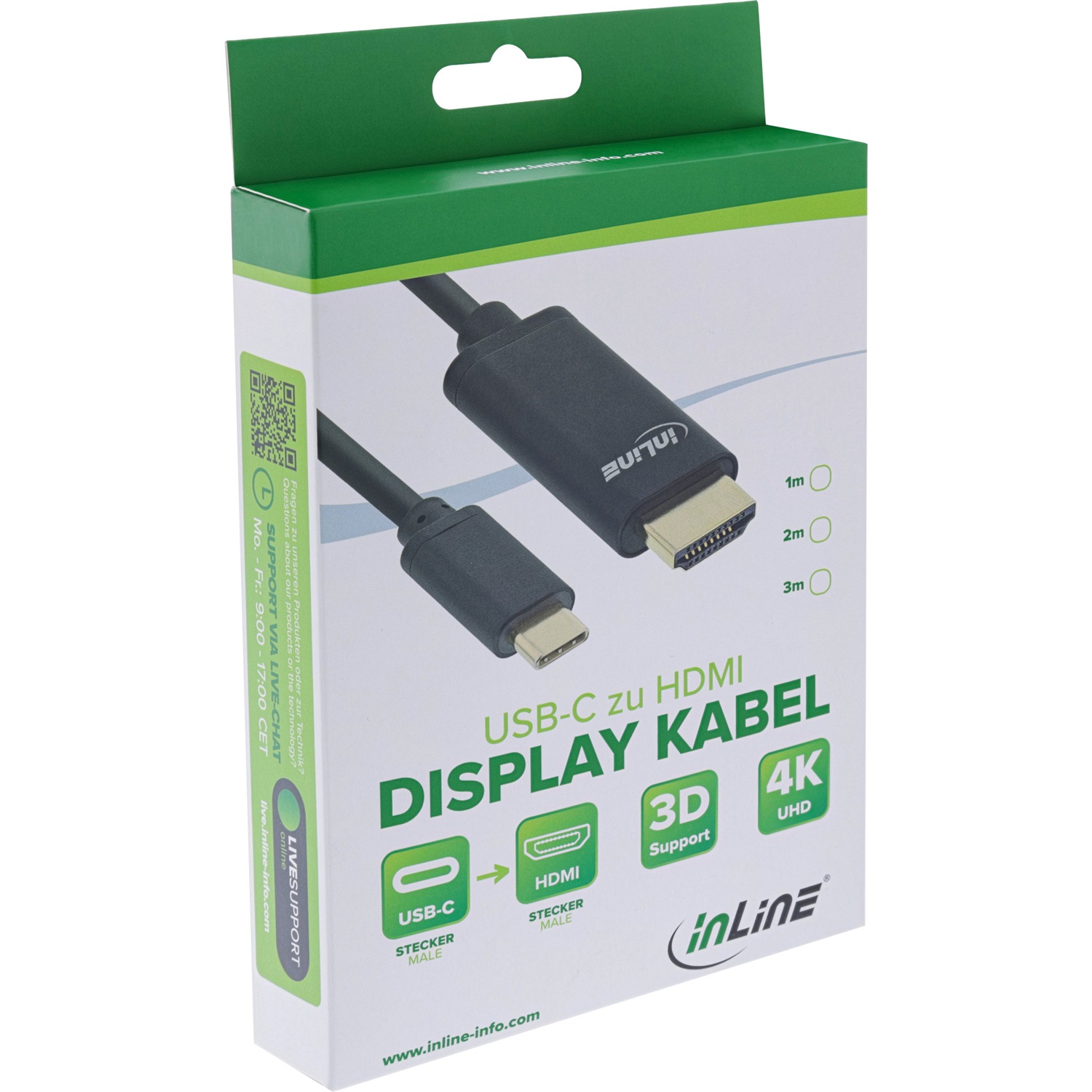 InLine Cavo USB Display 4K2K, USB-C a HDMI, 3m, Nero