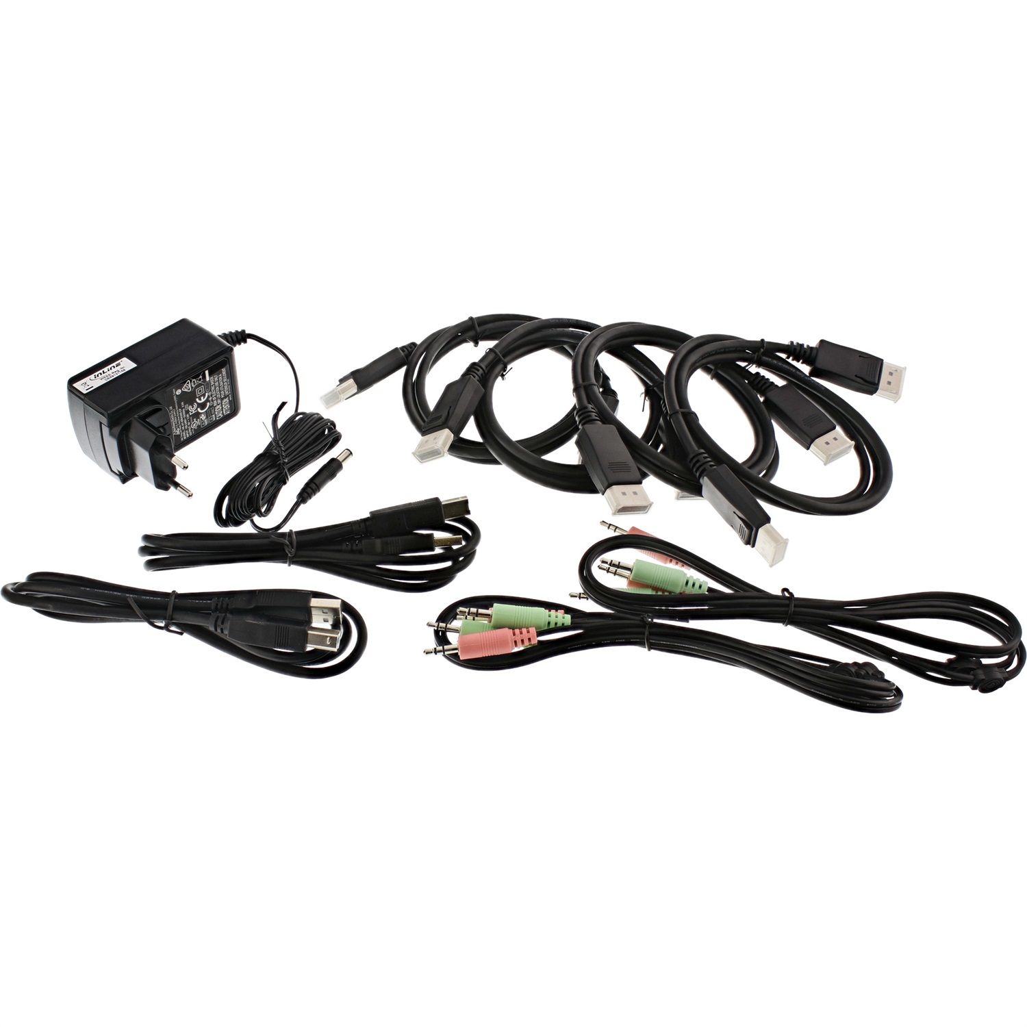 InLine KVM Switch Desktop 2 Porte Dual Monitor DisplayPort 1.2 4K Ultra HD USB 2.0 Nero