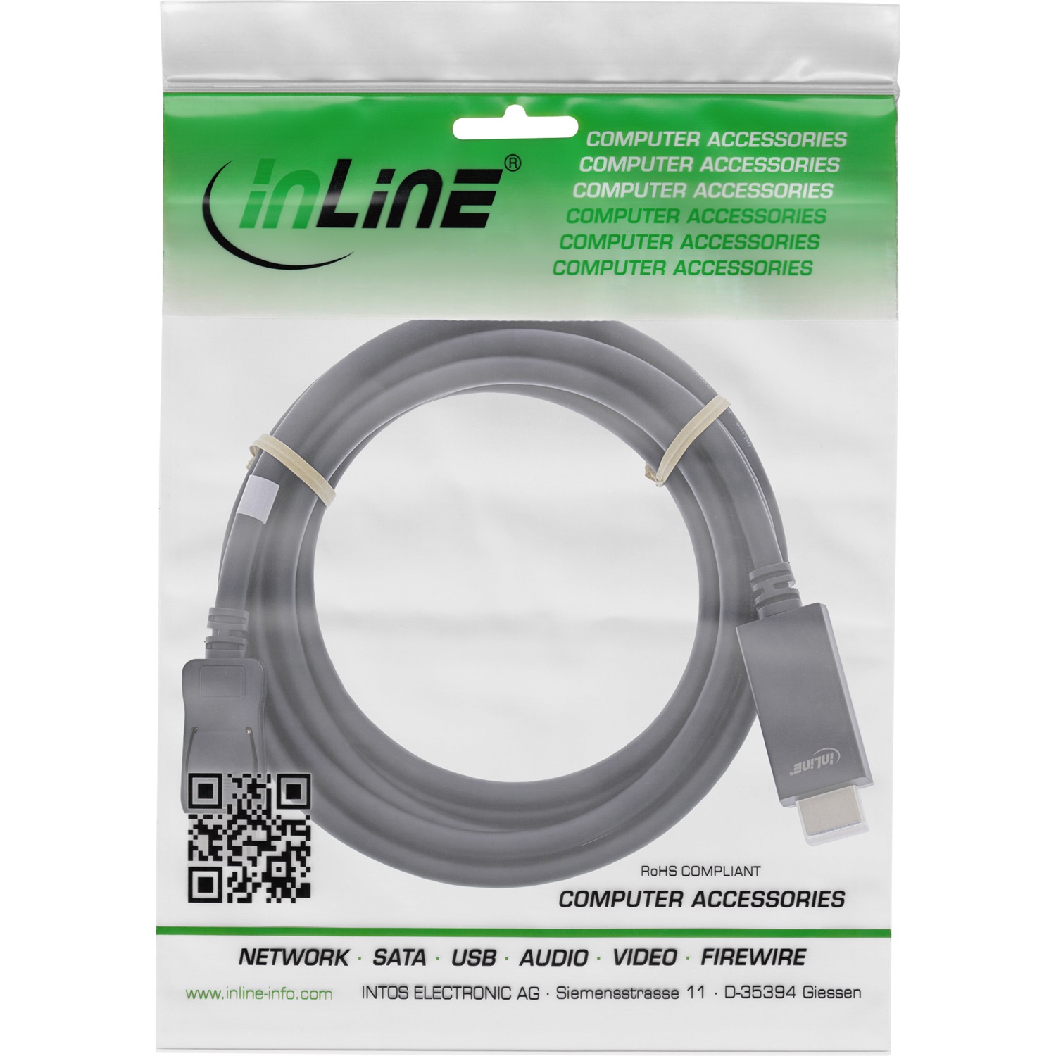 InLine Cavo Convertitore DisplayPort a HDMI 4K/60Hz con Audio, 5m, Nero