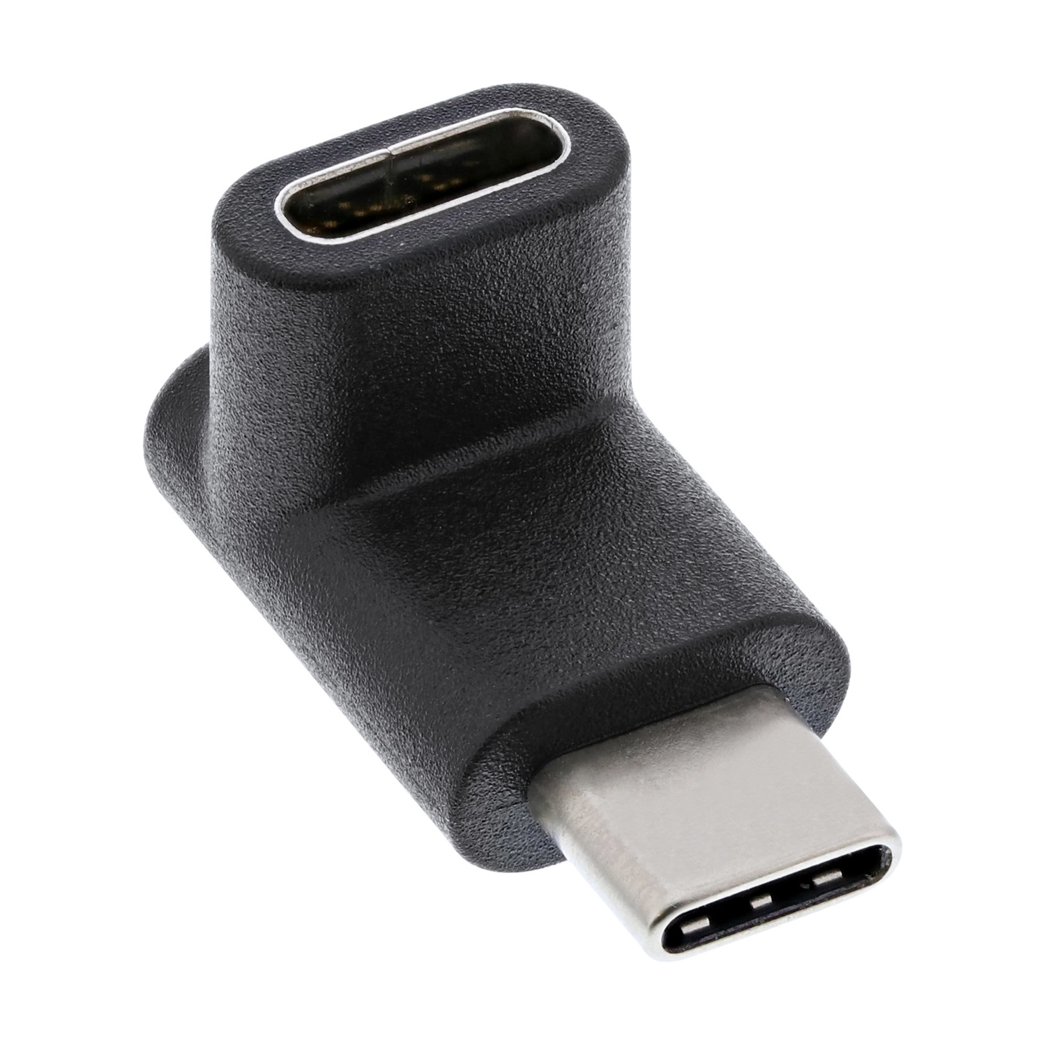 InLine Adattatore USB 3.1, Tipo C Maschio a Femmina, Angolato 90° (Superiore/Inferiore), Nero