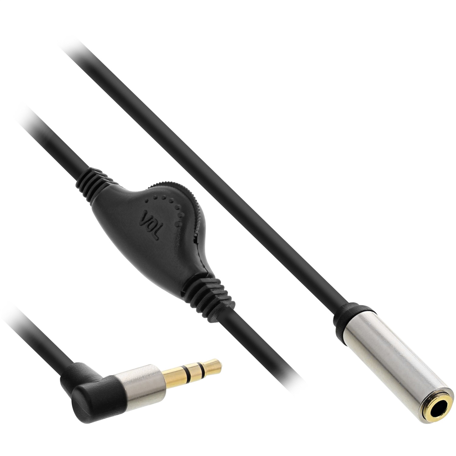 InLine Cavo Audio Slim 3,5 mm ST Angolare con Controllo Volume - 0,25 m