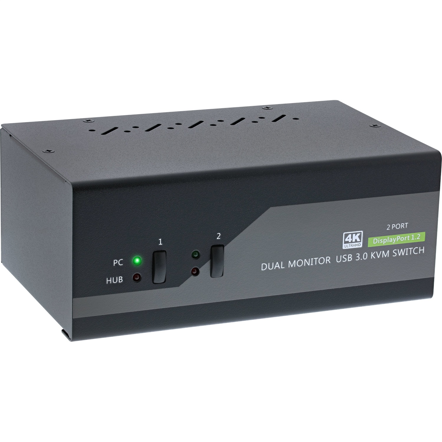 InLine Switch KVM Desktop - 2 Porte, Doppio Monitor DP 1.2, 4K Ultra HD, USB 3.0, Audio