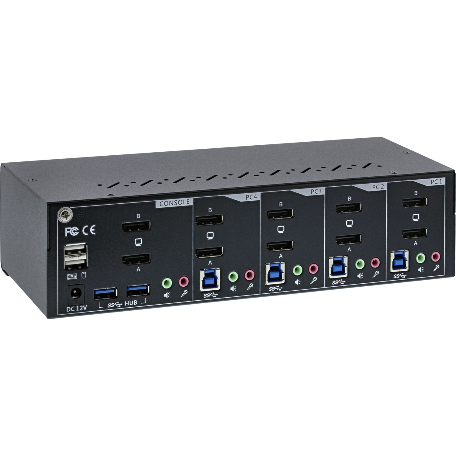 InLine Switch KVM Desktop - 4 porte - Doppio monitor DP 1.2 - 4K Ultra HD - USB 3.0 - Audio