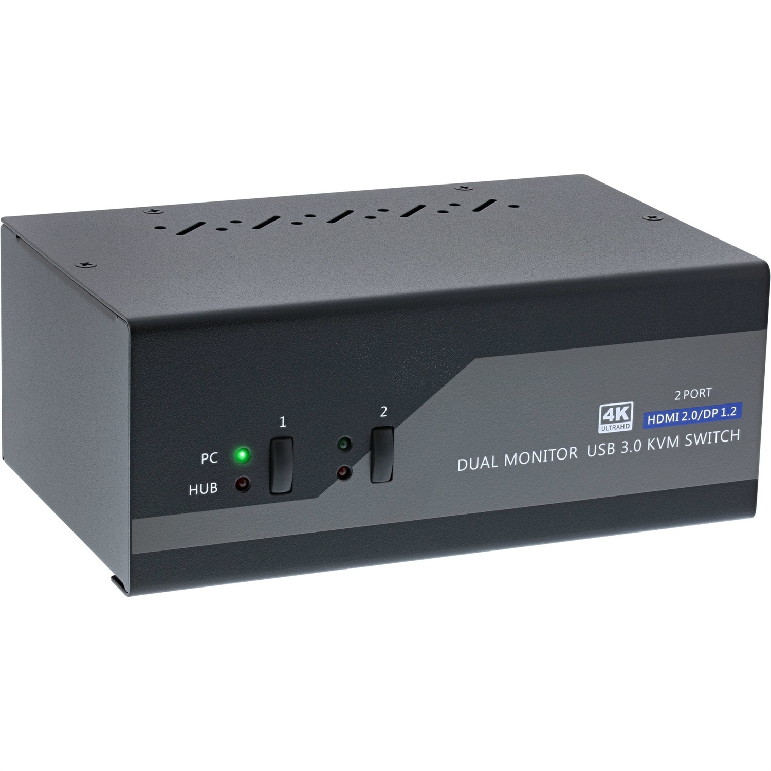 InLine Switch KVM Desktop, 2 porte, Dual Monitor, HDMI DisplayPort, 4K Ultra HD, USB 3.0, Audio