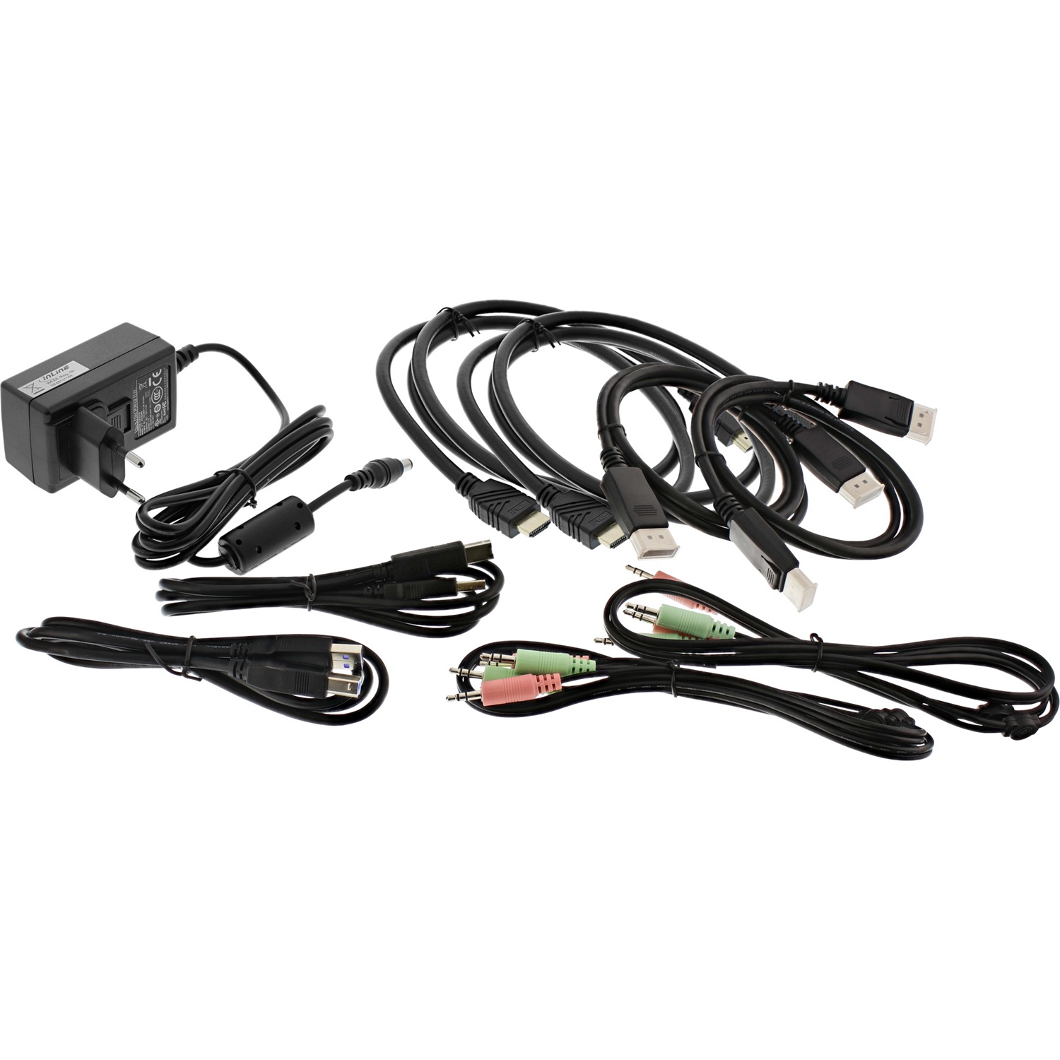 InLine Switch KVM Desktop, 2 porte, Dual Monitor, HDMI DisplayPort, 4K Ultra HD, USB 3.0, Audio