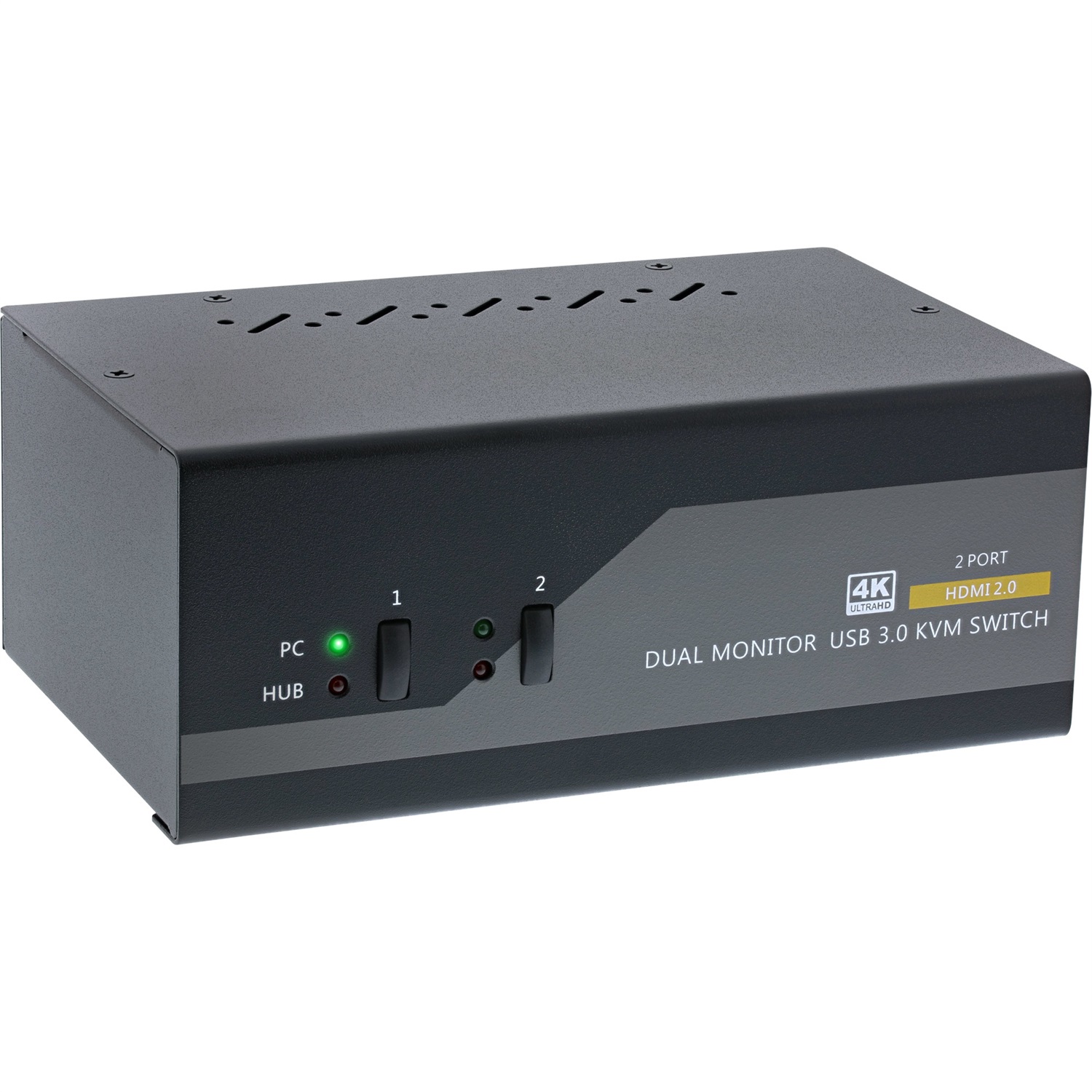 InLine Switch KVM Desktop - 2 Porte, Dual Monitor, HDMI, 4K Ultra HD, USB 3.0, Audio, Risoluzione 3840 x 2160 Pixel