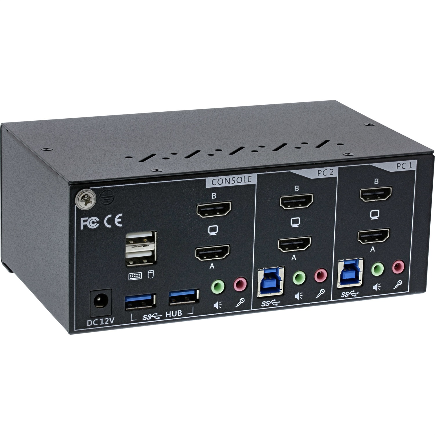 InLine Switch KVM Desktop - 2 Porte, Dual Monitor, HDMI, 4K Ultra HD, USB 3.0, Audio, Risoluzione 3840 x 2160 Pixel