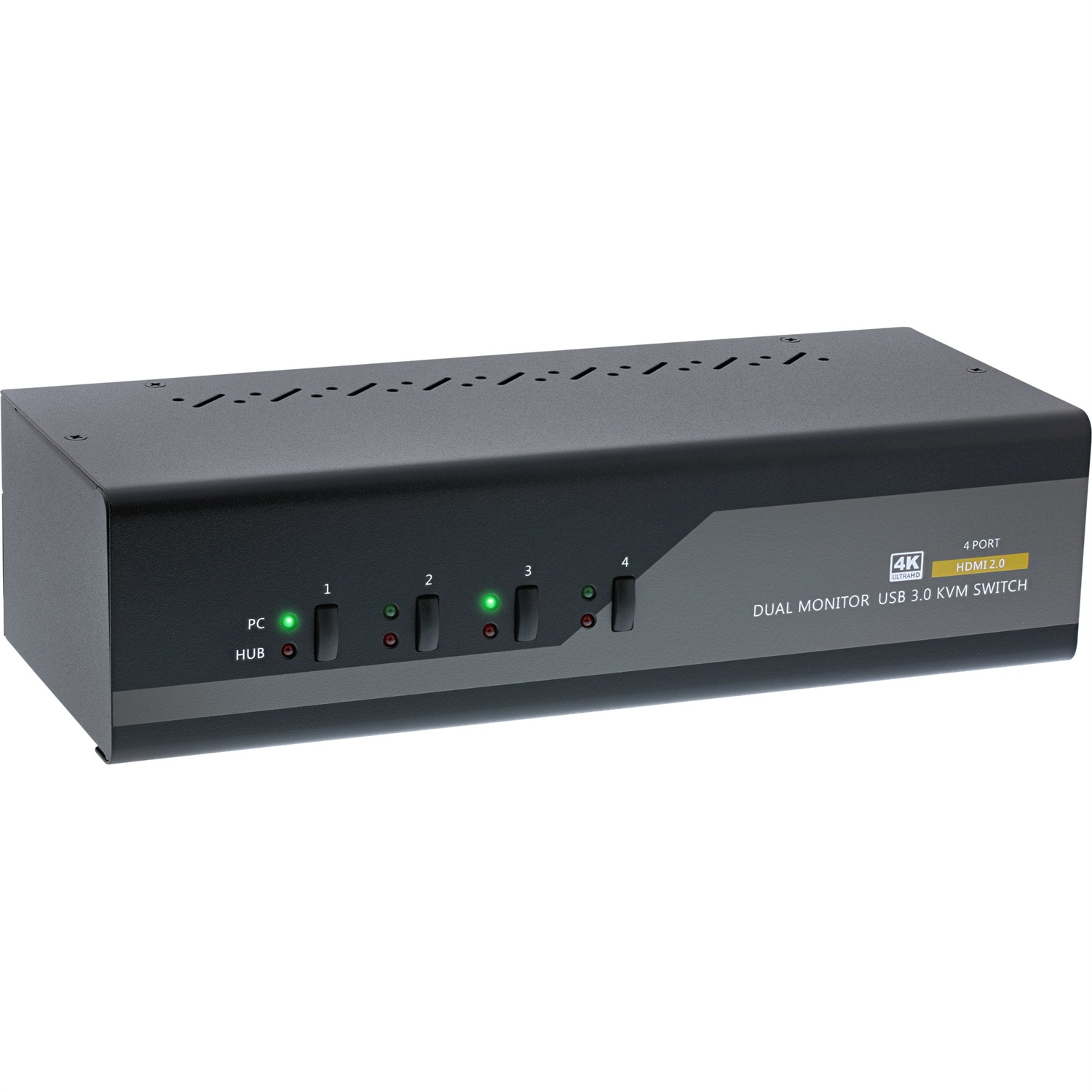 InLine Switch KVM Desktop - 4 Porte - Doppio Monitor - HDMI - 4K Ultra HD - USB 3.0 - Audio