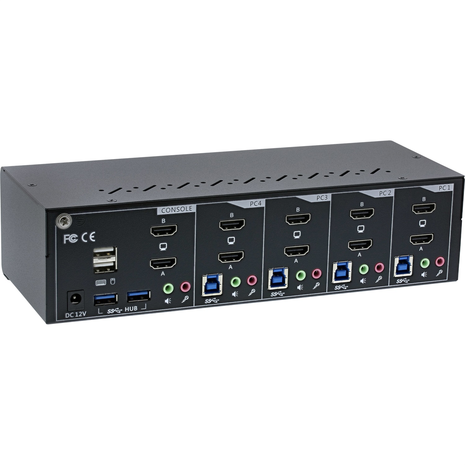 InLine Switch KVM Desktop - 4 Porte - Doppio Monitor - HDMI - 4K Ultra HD - USB 3.0 - Audio