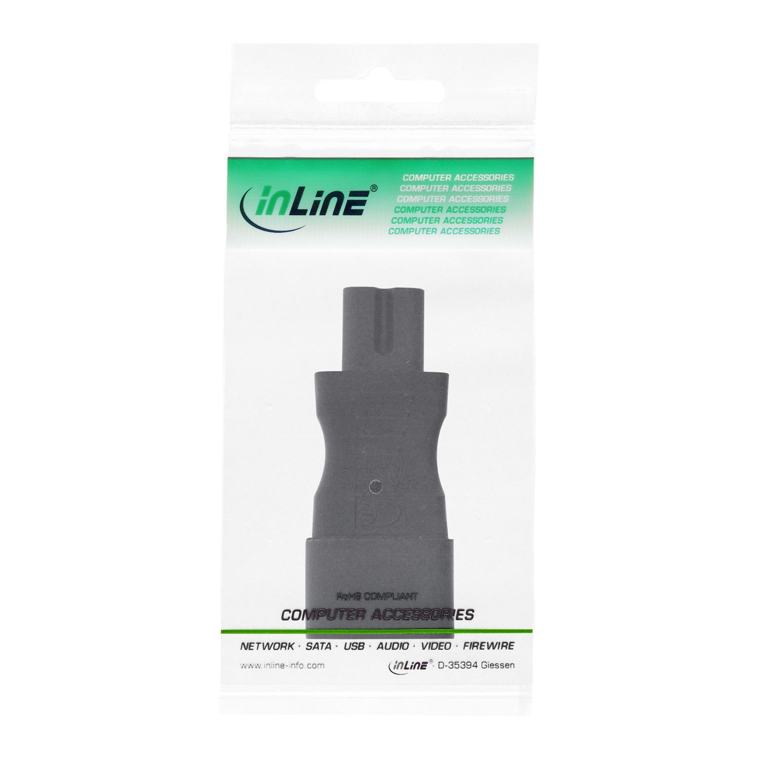 InLine® Adattatore di alimentazione IEC 60320 C14/C7, 3 poli, Corrente massima 2,5 A, Colore nero