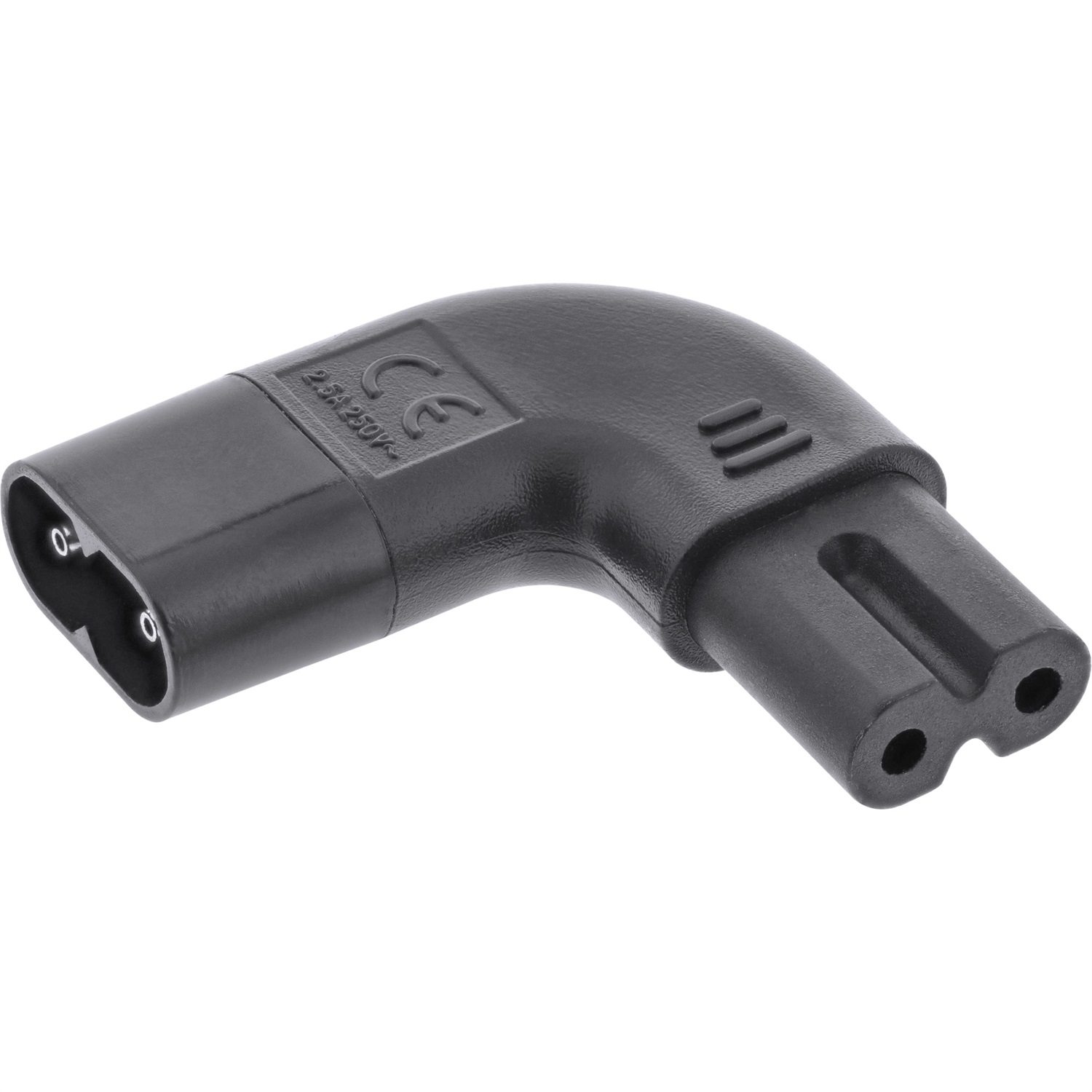 InLine® Adattatore di rete IEC 60320 C8/C7 angolato 90° - 2 poli, 2,5 A, Nero