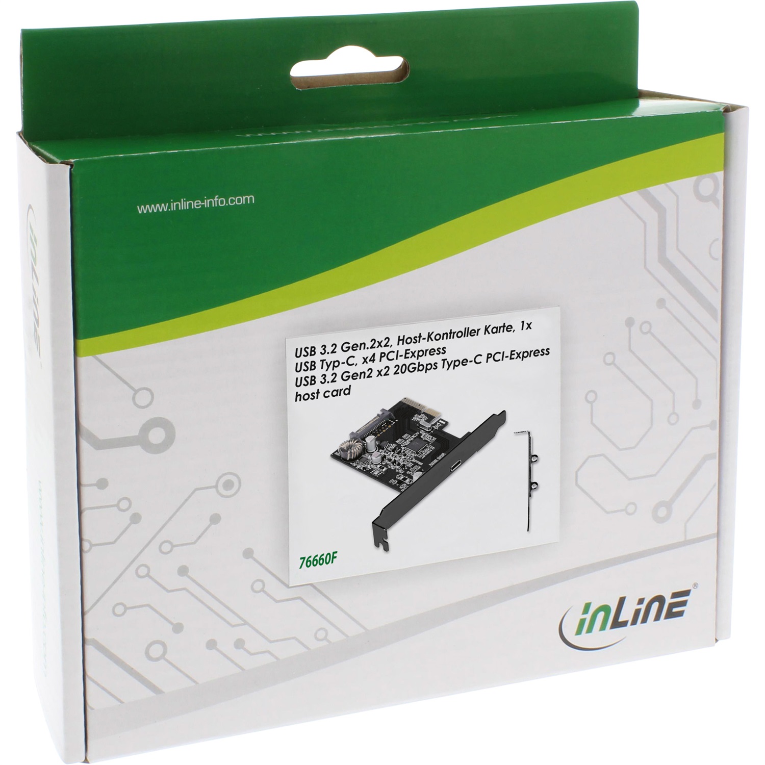InLine Scheda PCIe x4, USB 3.2 Gen.2x2, 1x USB-C, incl. lowprofile
