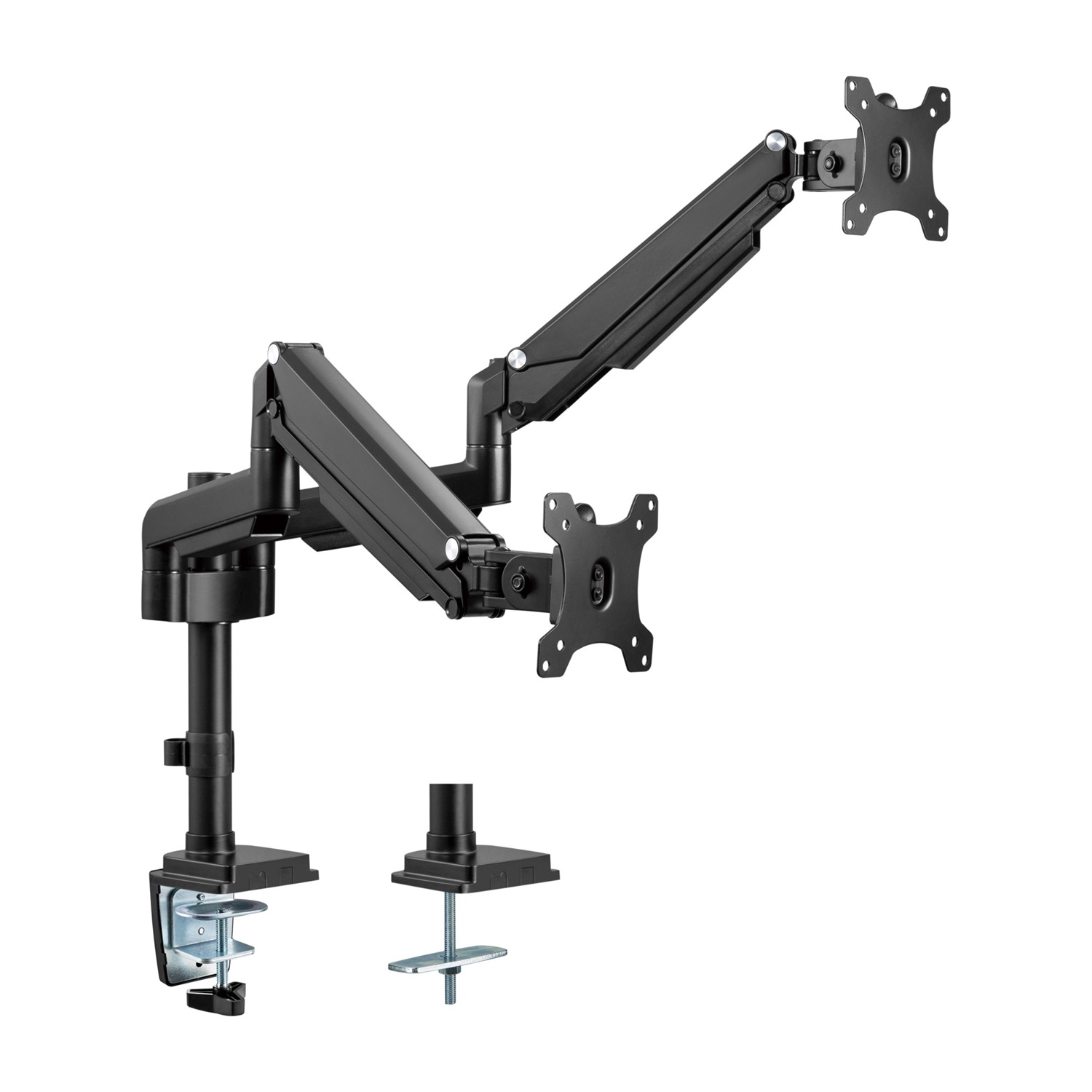 InLine Supporto da tavolo con elevatore per due monitor fino a 82 cm (32 pollici), 9 kg, mobile