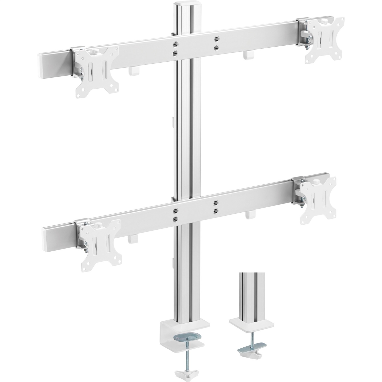 InLine Supporto da tavolo per 4 monitor fino a 32 pollici, max 8kg - Materiali in plastica, alluminio e acciaio