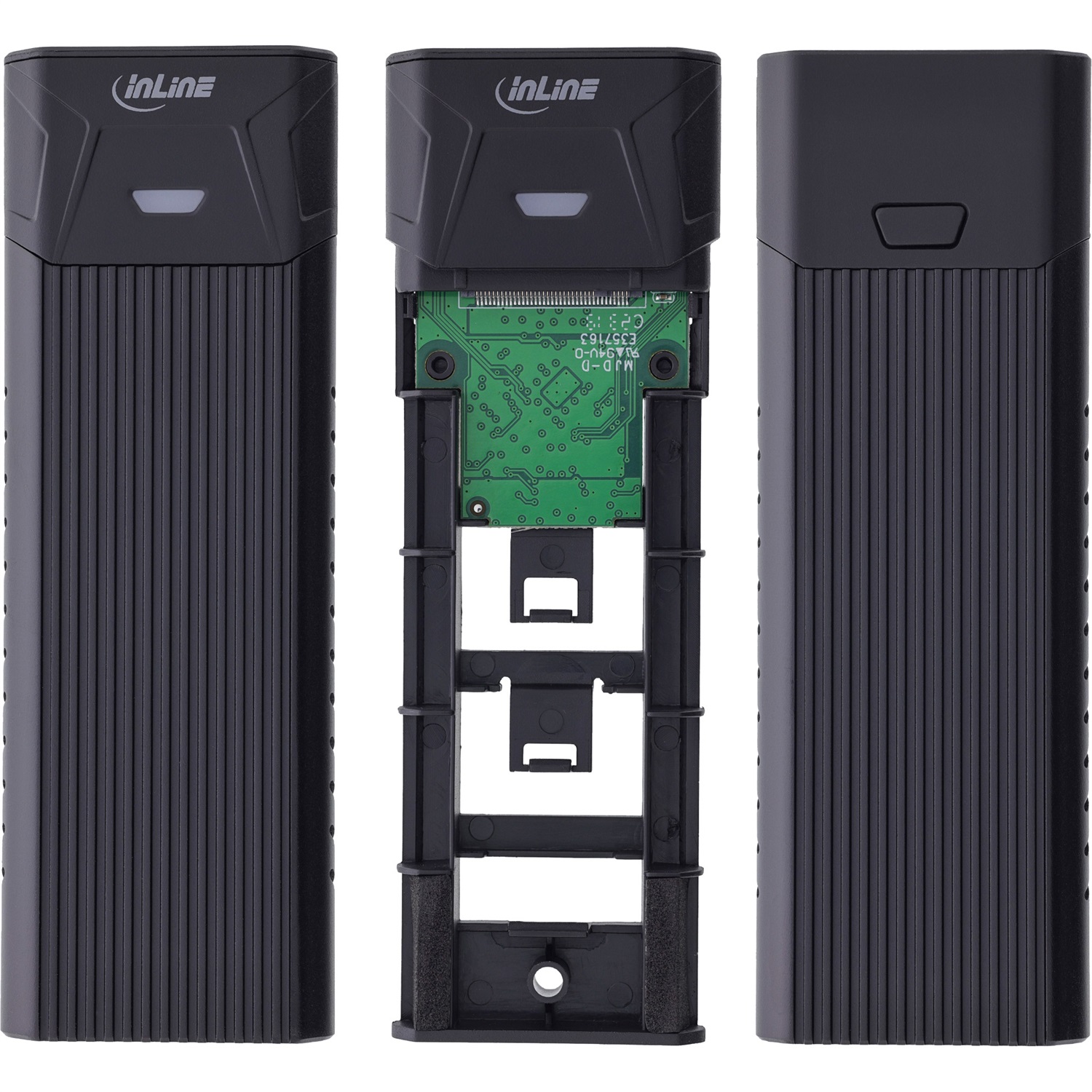 InLine Custodia USB3.2 Gen.2 da USB-C a M.2 SSD (PCIe NVMe & SATA) - Supporto per formati 2242/2260/2280, senza attrezzi