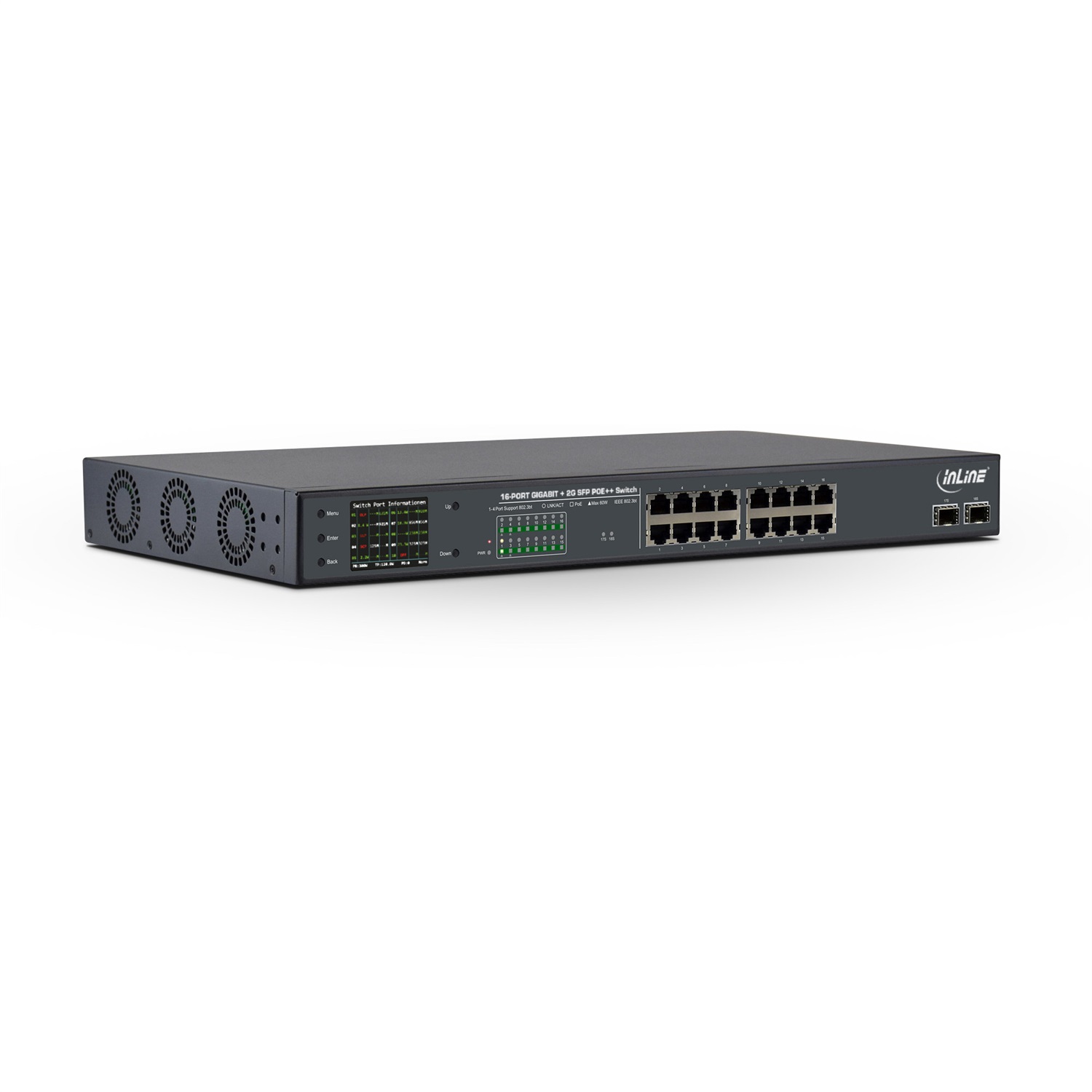 InLine PoE Gigabit Network Switch 16 porte, 1Gb/s, 2xSFP, 19