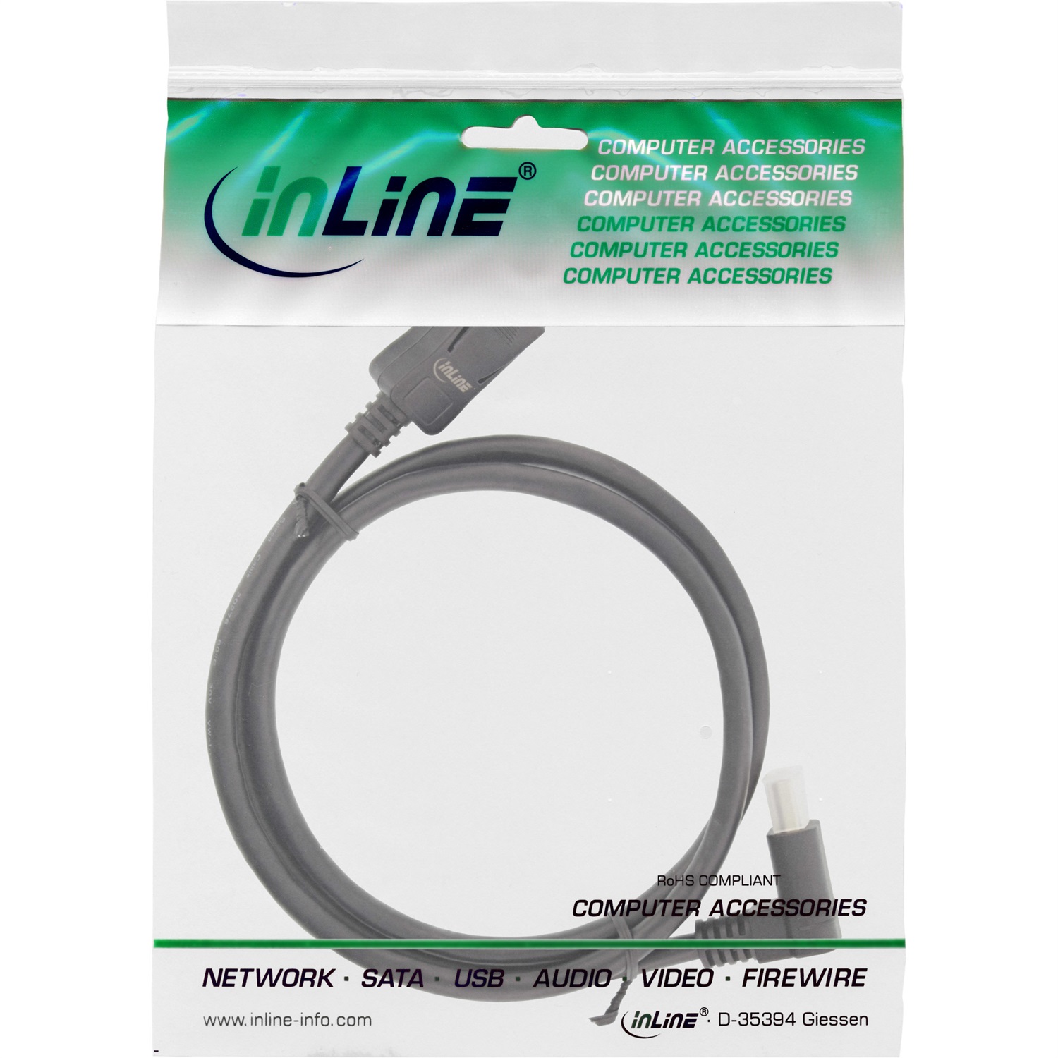 InLine® Cavo DisplayPort 1.4 8K4K Inclinato Verso l'Alto Nero/Oro 3m