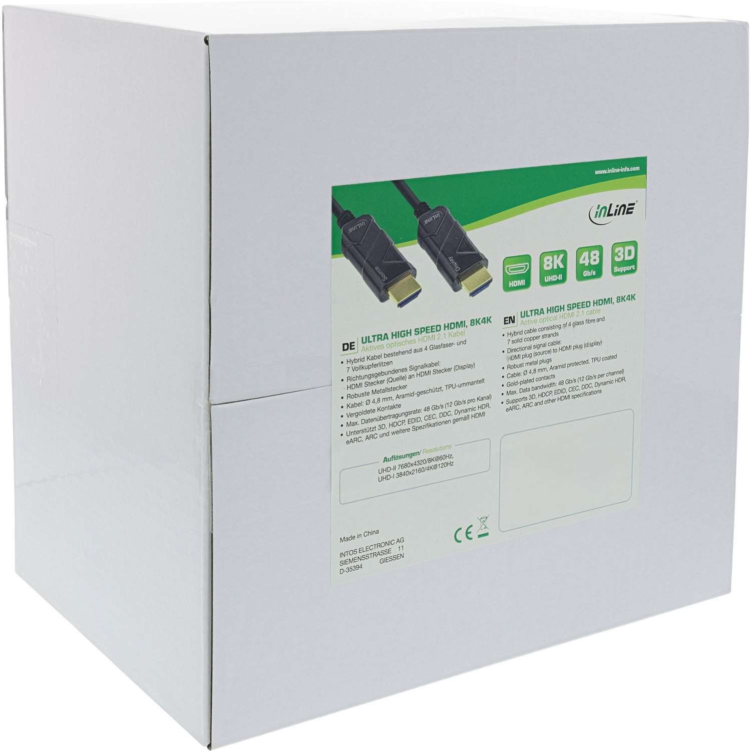 InLine Cavo HDMI AOC Ultra High Speed 8K4K 80m - Nero