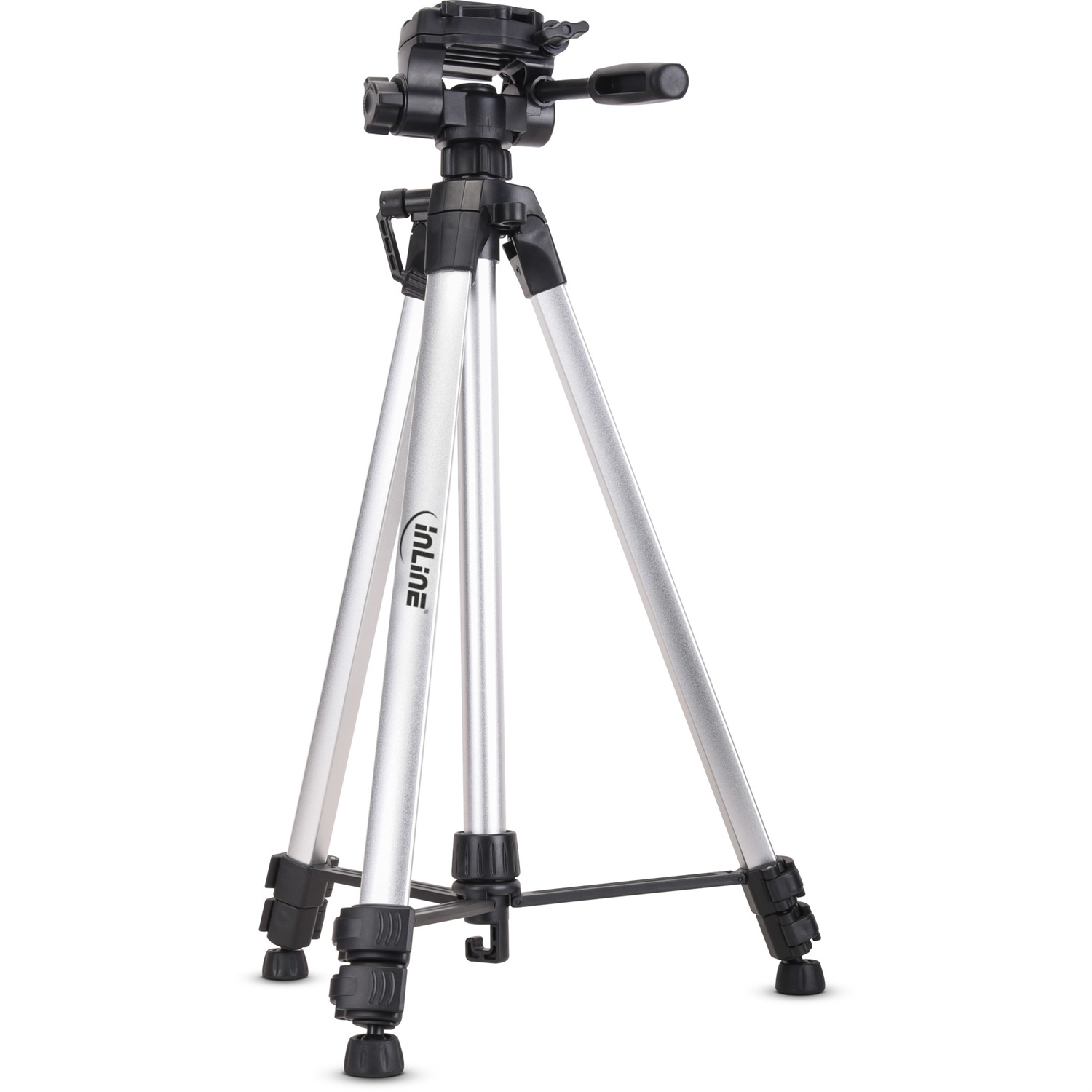 InLine® Treppiede per Fotocamere e Videocamere in Alluminio, Altezza Max 1,73 m, Portata 5 kg, con Manovella e Ganci di Contrappeso
