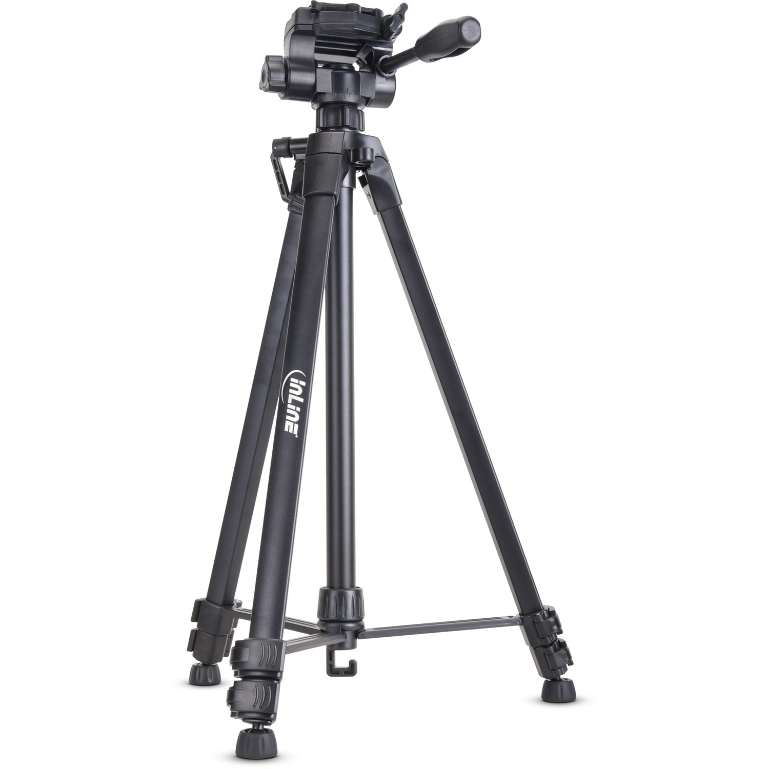 InLine Treppiede Professionale Leggero in Alluminio Nero - Altezza Massima 1,73 m, Peso 1,59 kg