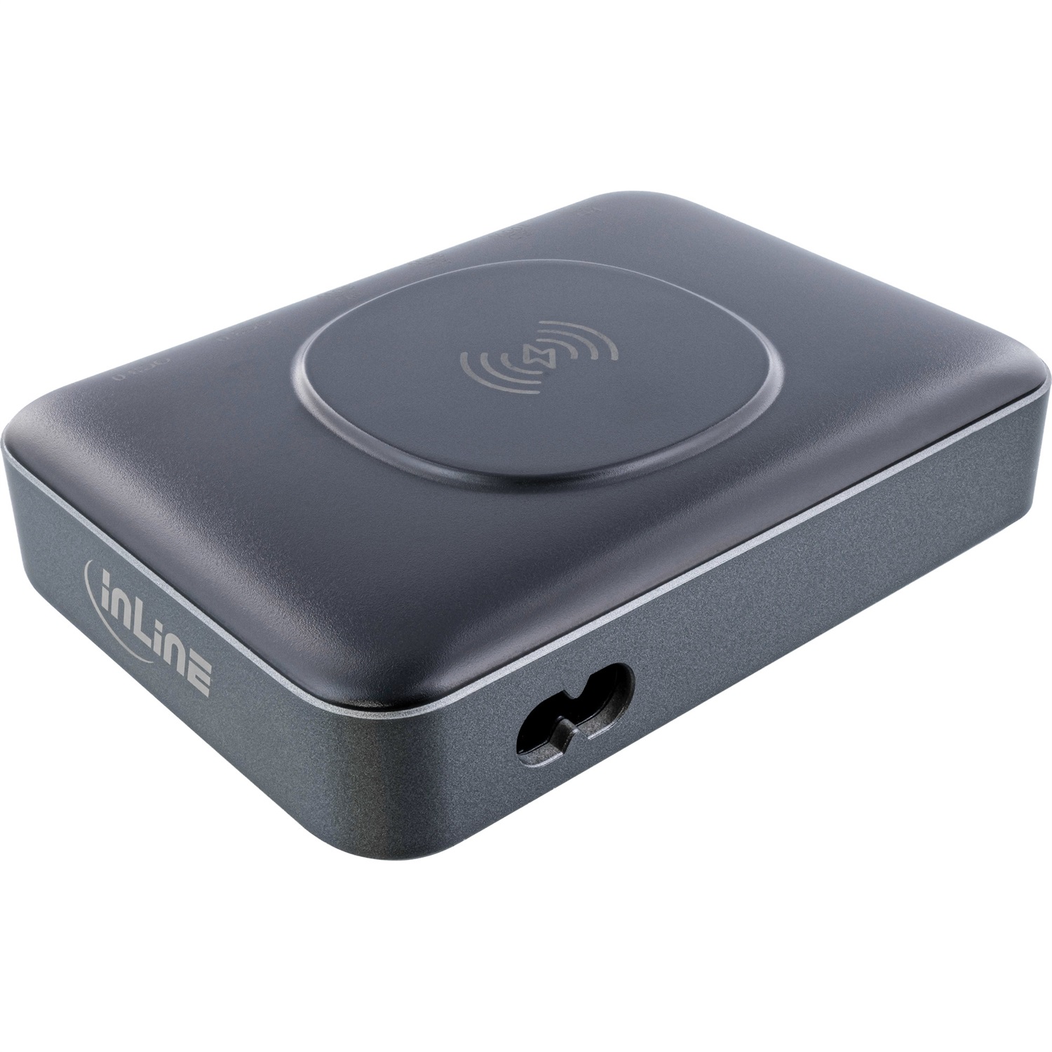InLine Qi Powerstation 31517K - Alimentatore Multiporta con Caricatore Wireless, 6 Porte (4 USB-C, 2 USB-A), GaN, 100 W, Nero