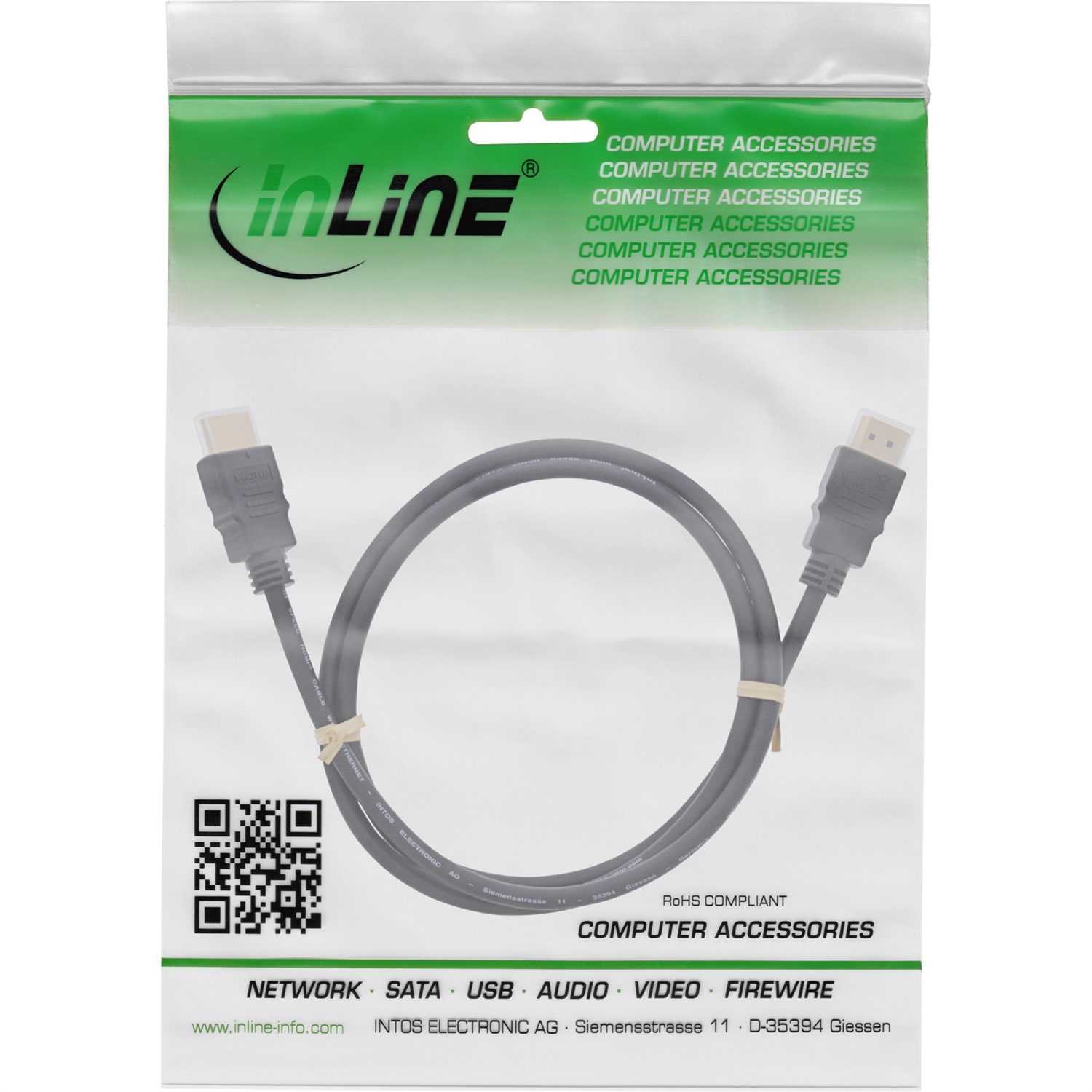 InLine Cavo HDMI 2.0 ad Alta Velocità con Ethernet, 1m, Supporto UHD e 4K, Maschio/Maschio, Nero