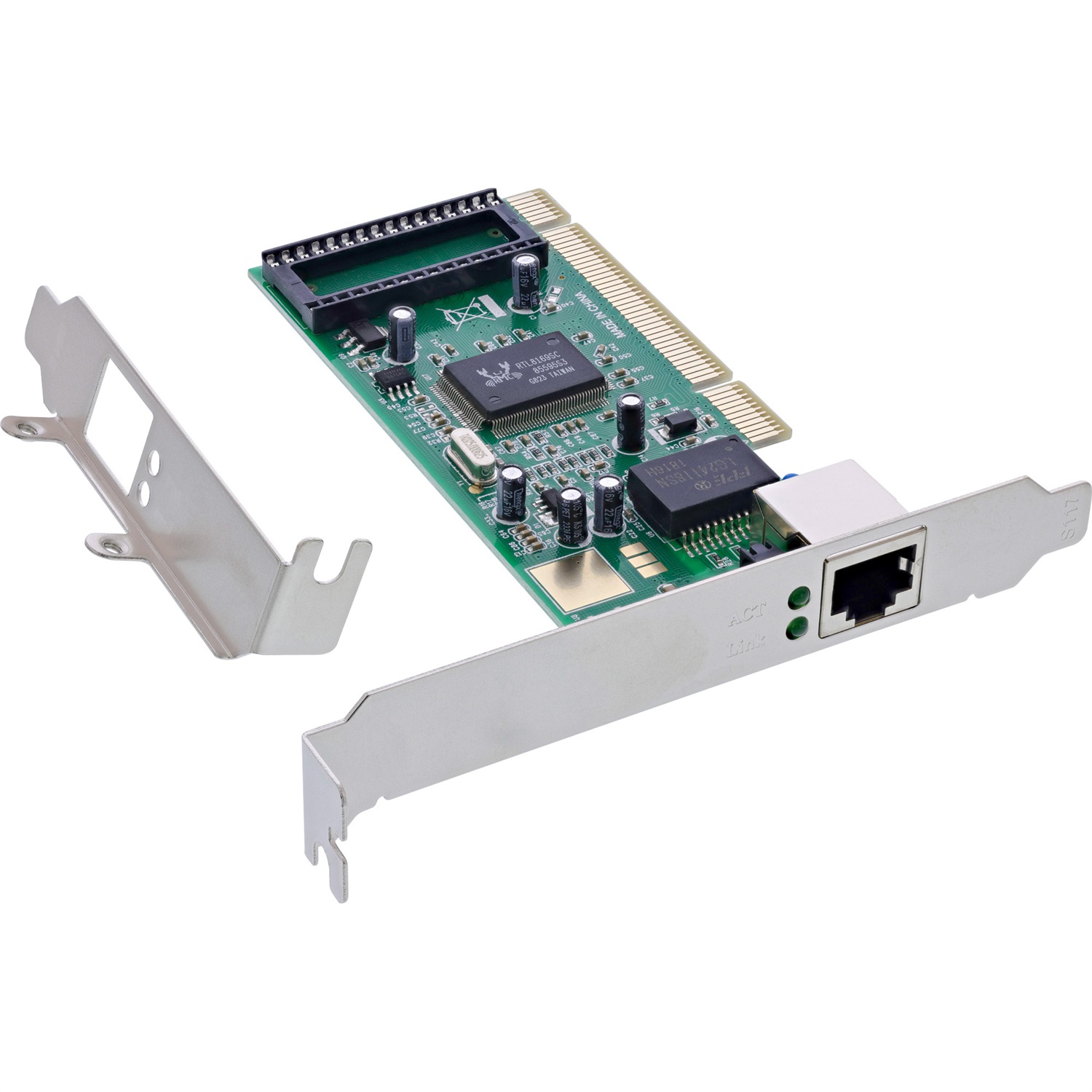 InLine Scheda di rete Gigabit 10/100/1000 Base-T, 1 Gb/s, PCI, compatibile con Windows, Linux e macOS, con piastra a basso profilo
