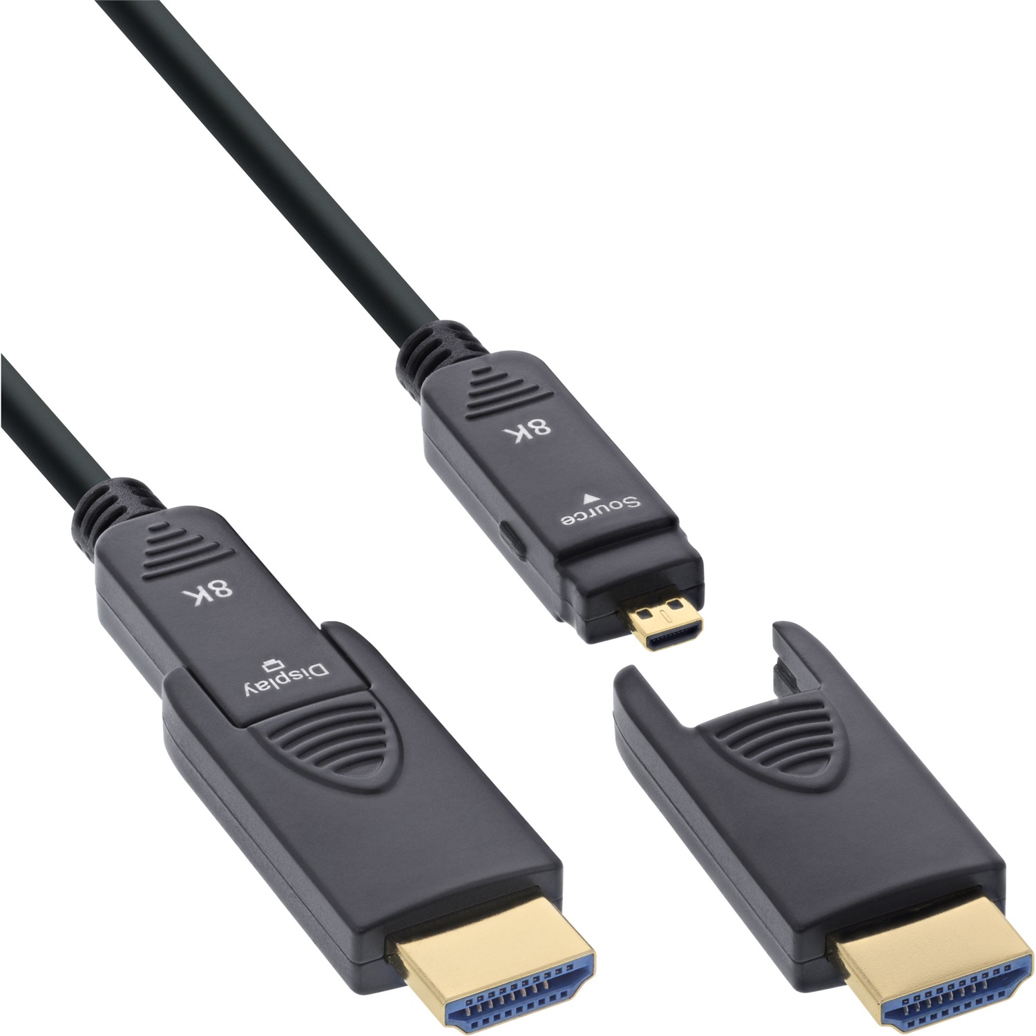 InLine Cavo HDMI AOC Ultra High Speed 8K/4K, 80m, Spina Staccabile, Compatibile 3D, 48 Gbit/s