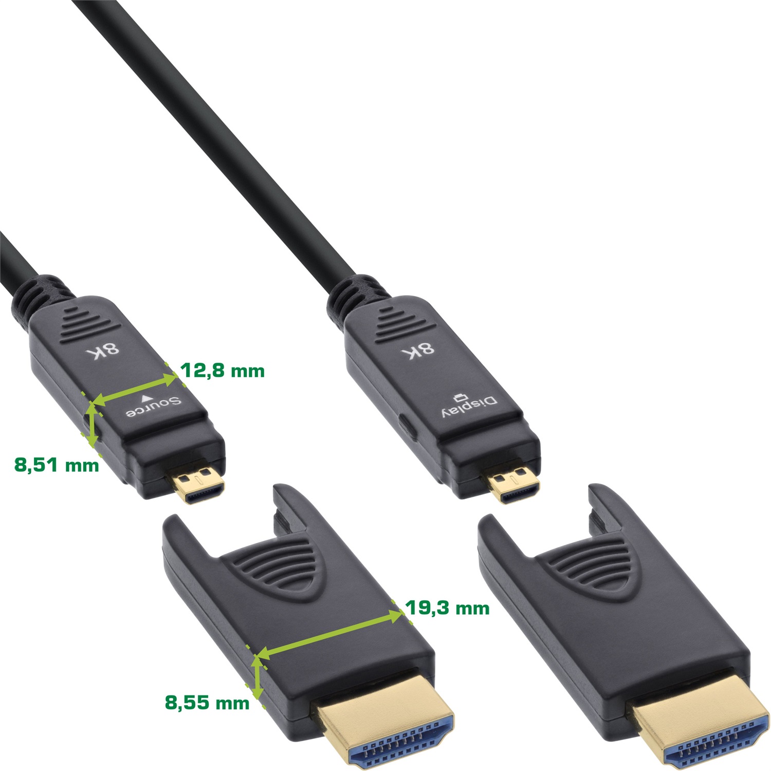 InLine Cavo HDMI AOC Ultra High Speed 8K/4K, 80m, Spina Staccabile, Compatibile 3D, 48 Gbit/s
