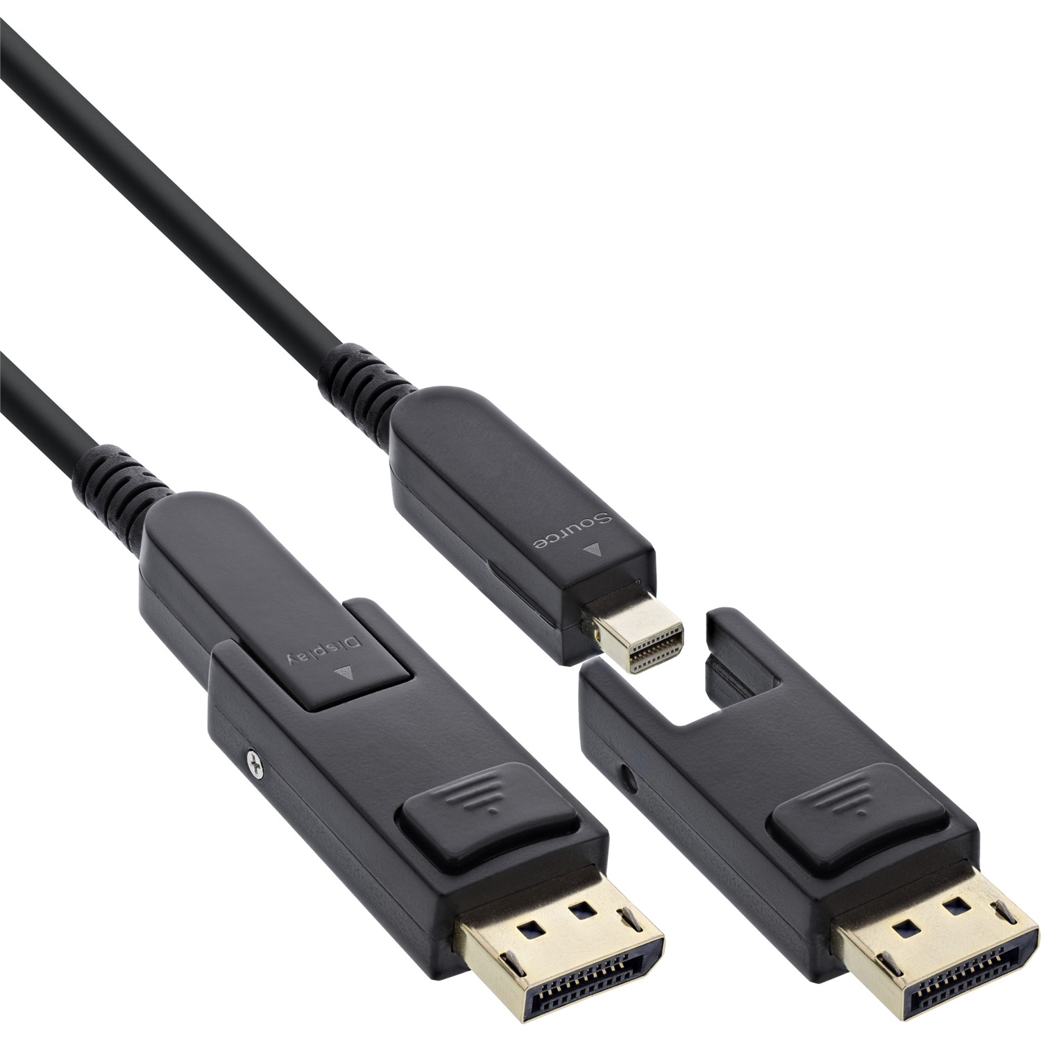 InLine Cavo DisplayPort 1.4 AOC 30 m - 8K 4K, 240Hz, Connettore Rimovibile, Adattatore Mini DisplayPort Incluso