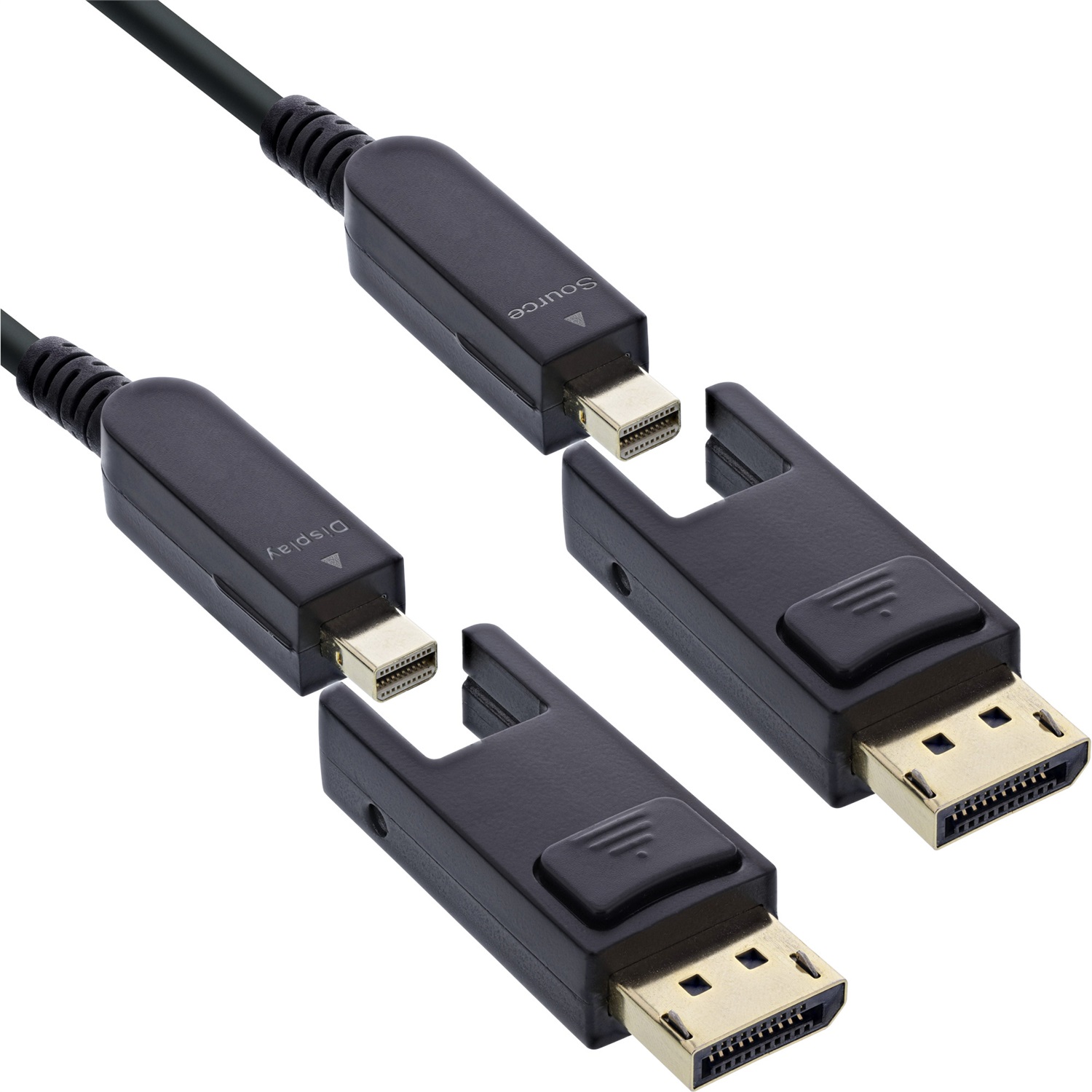 InLine Cavo DisplayPort 1.4 AOC 30 m - 8K 4K, 240Hz, Connettore Rimovibile, Adattatore Mini DisplayPort Incluso