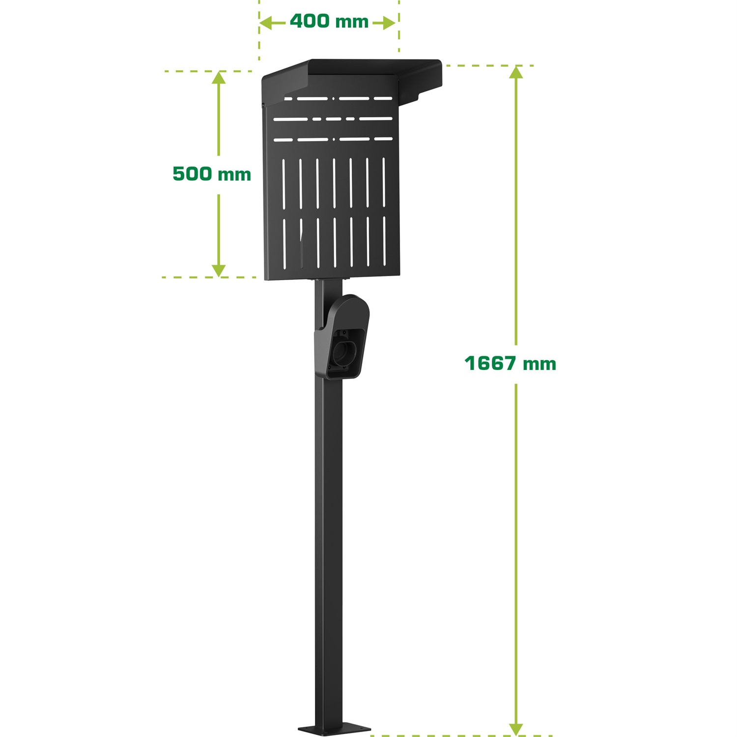 InLine 59989C - Accessorio per Ricarica Veicoli Elettrici, Stand Esterno in Acciaio Nero, 400 mm x 200 mm