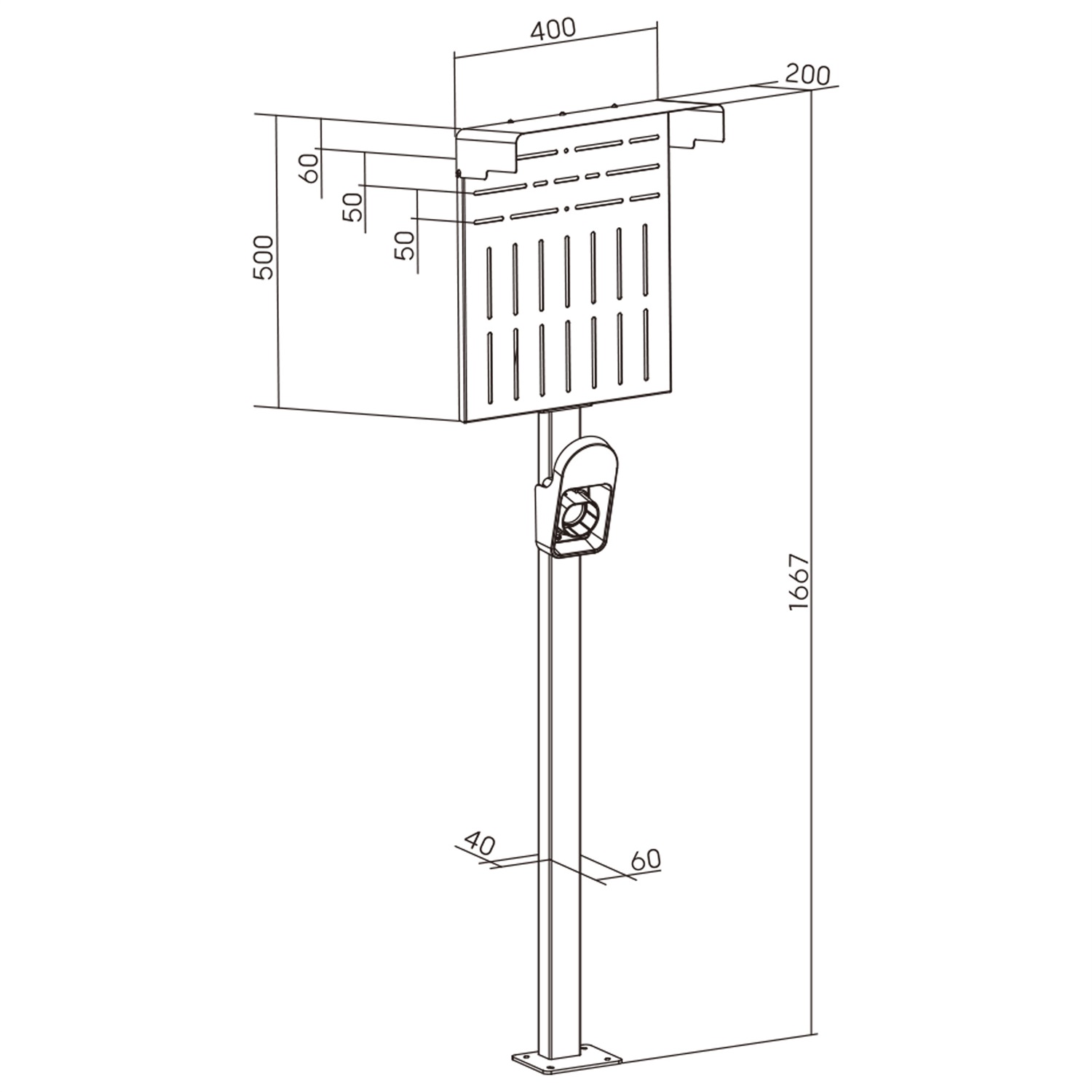 InLine 59989C - Accessorio per Ricarica Veicoli Elettrici, Stand Esterno in Acciaio Nero, 400 mm x 200 mm