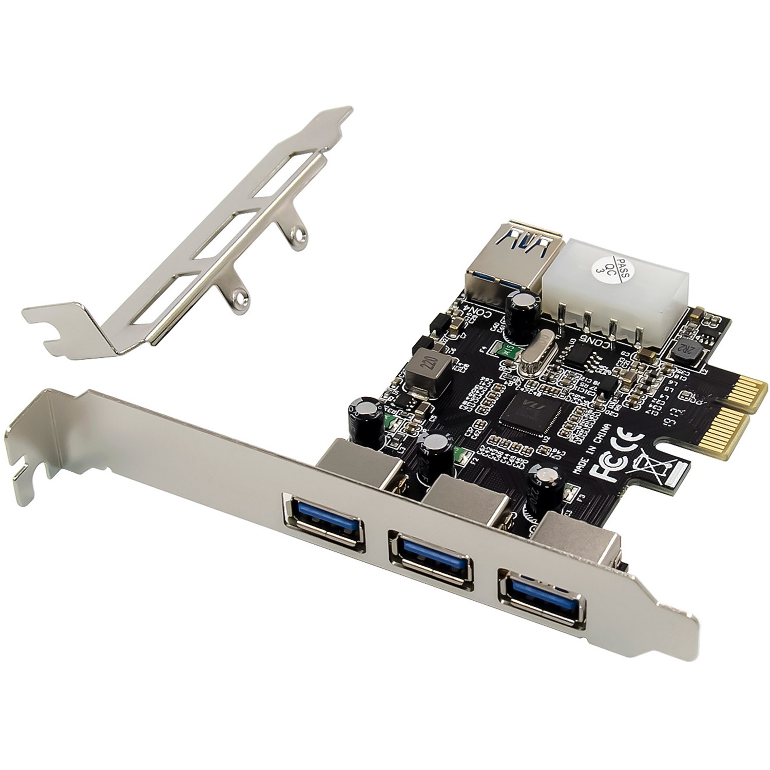 InLine® Scheda di interfaccia PCIe con 4 porte USB 3.2 Gen.1 (3 esterne 1 interna) e alimentazione a 4 pin